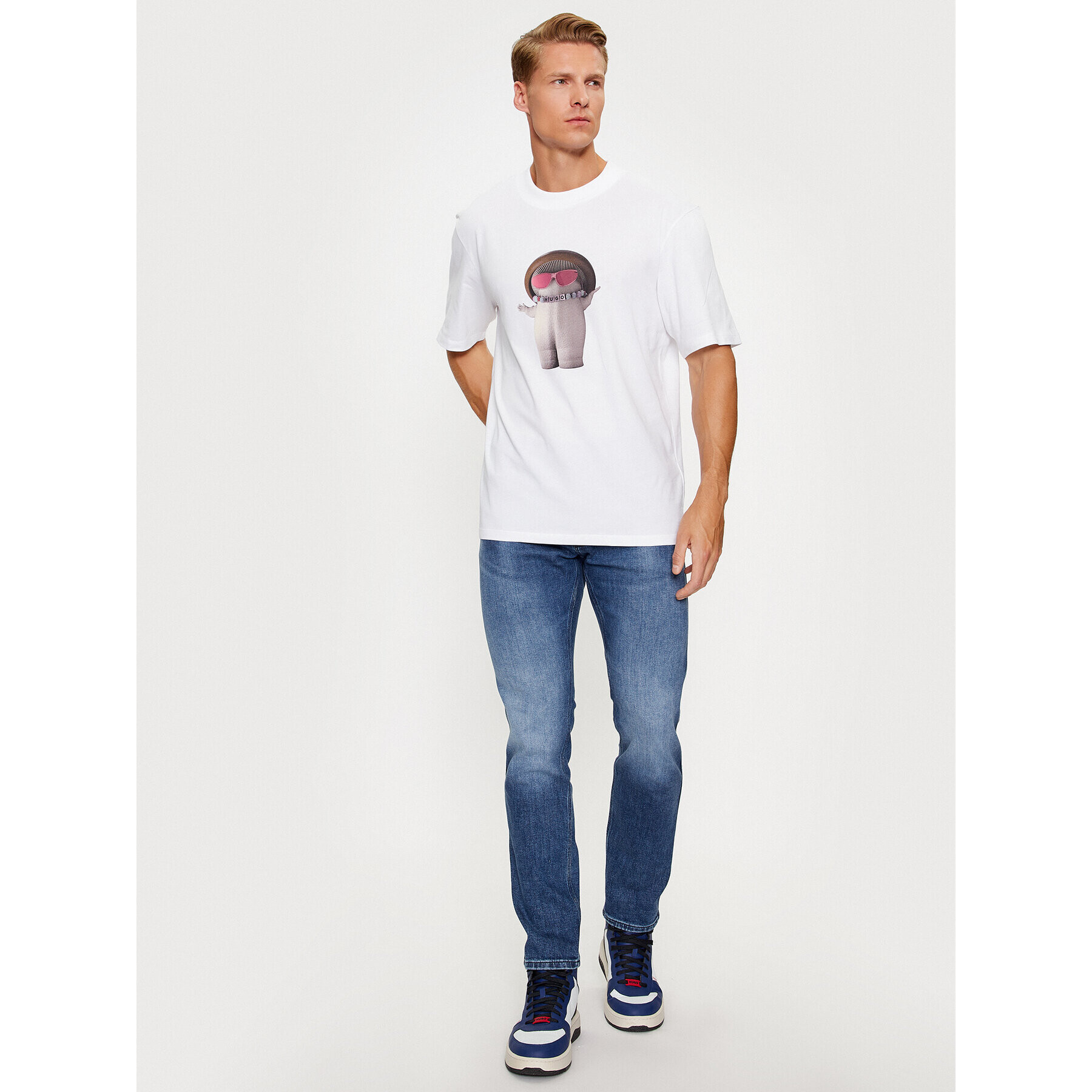 Hugo Тишърт Dampignon 50495167 Бял Relaxed Fit - Pepit.bg