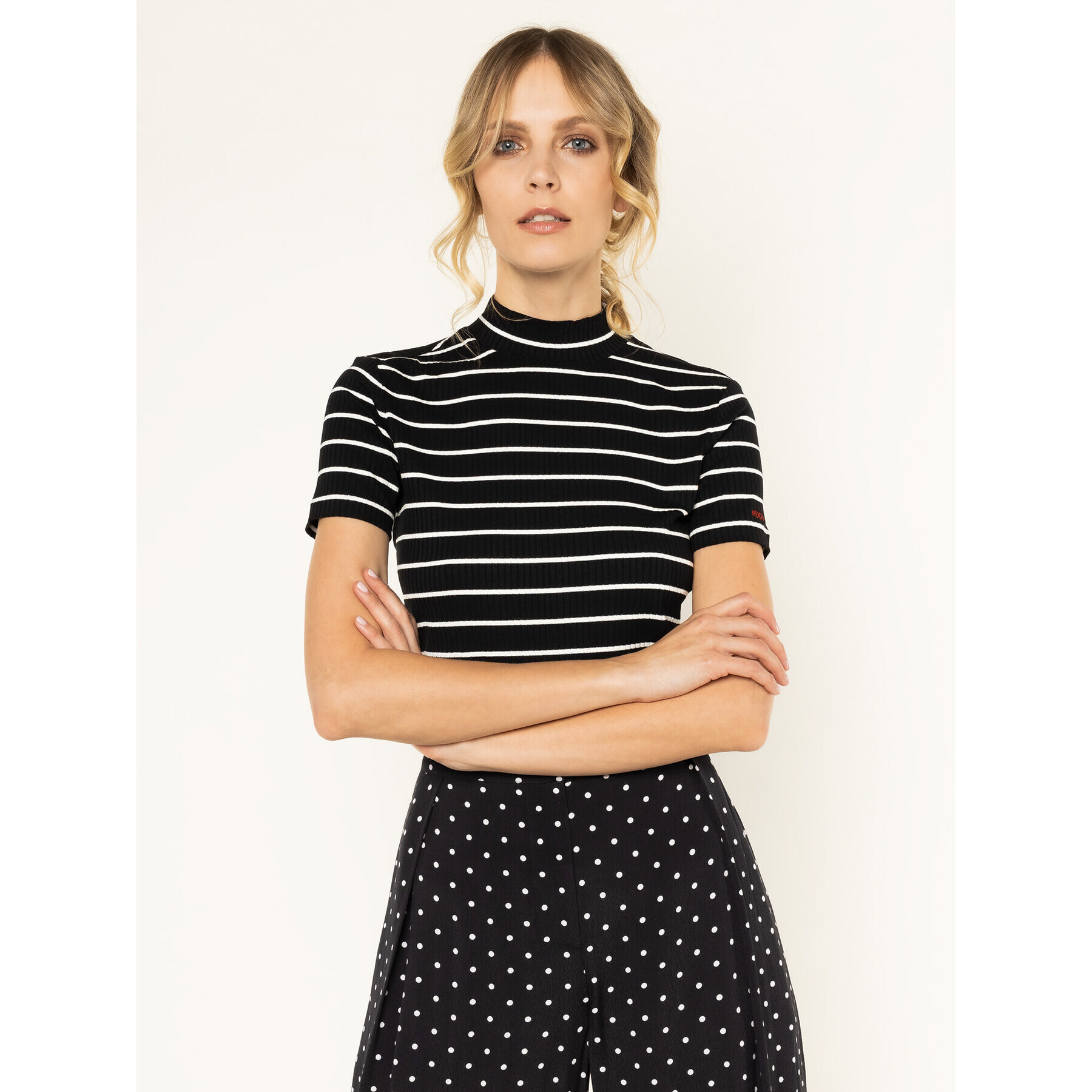 Hugo Тишърт Daroline 2 50426073 Черен Slim Fit - Pepit.bg