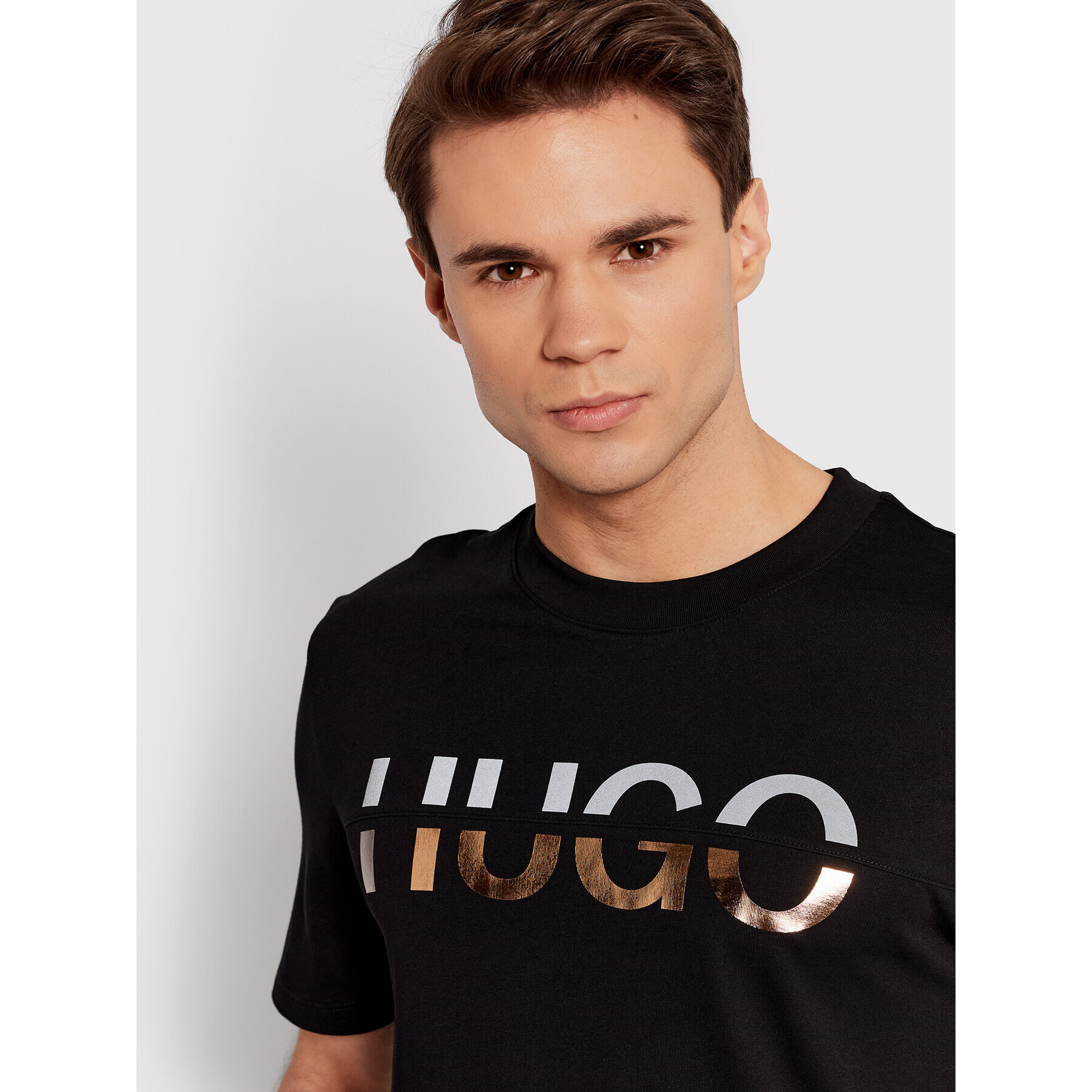 Hugo Тишърт Denghis 50466496 Черен Regular Fit - Pepit.bg