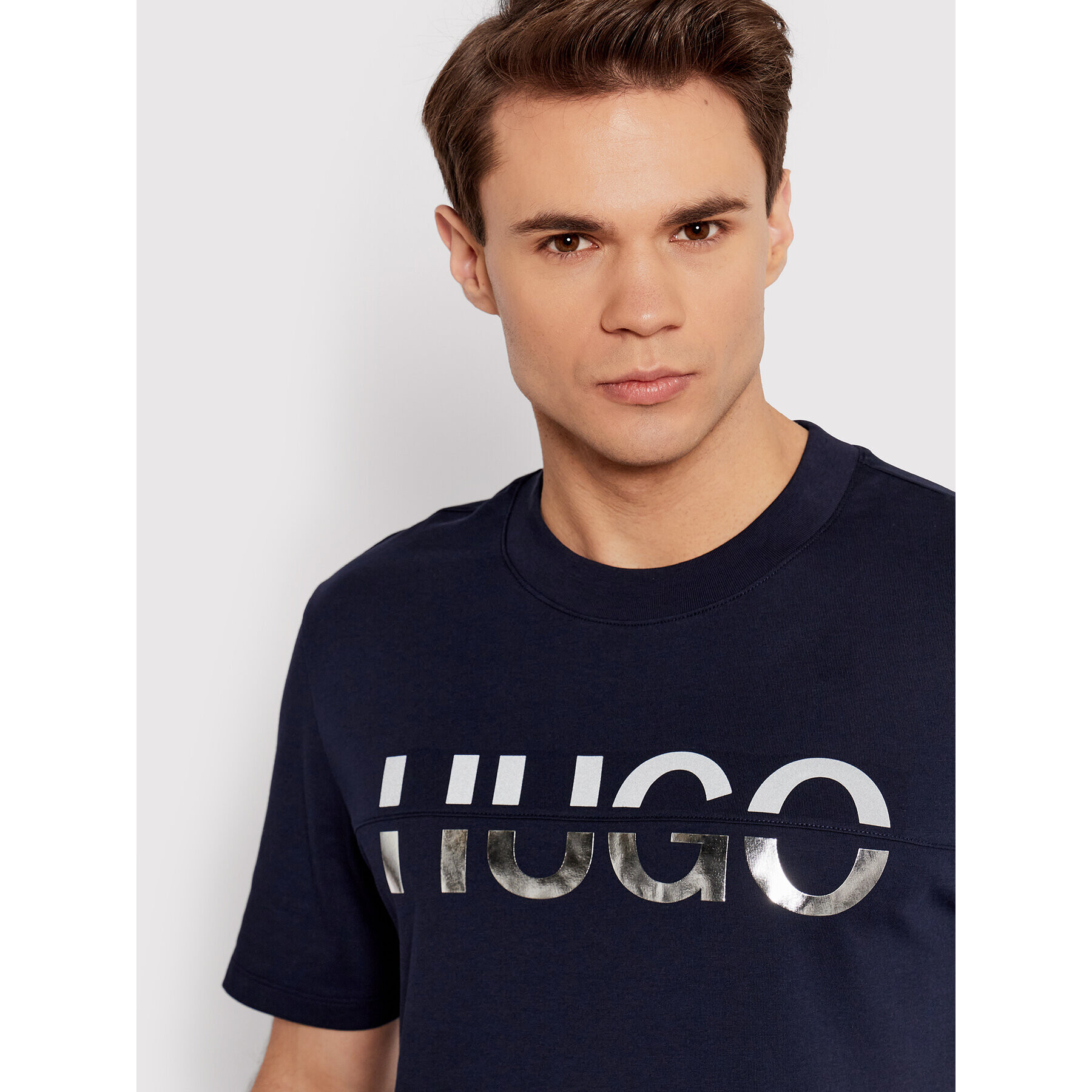 Hugo Тишърт Denghis 50466496 Тъмносин Regular Fit - Pepit.bg