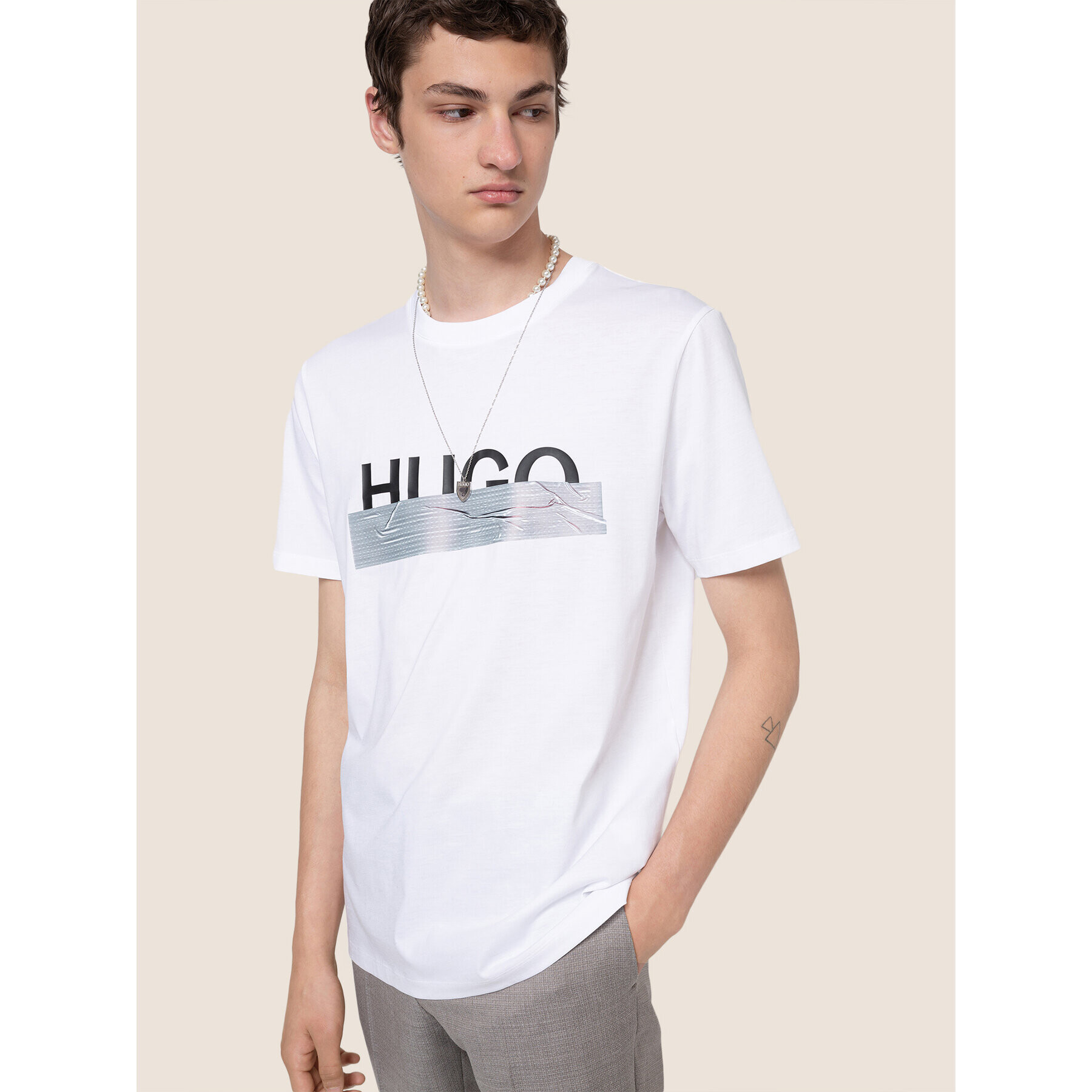 Hugo Тишърт Dicagolino U204 50436413 Бял Regular Fit - Pepit.bg