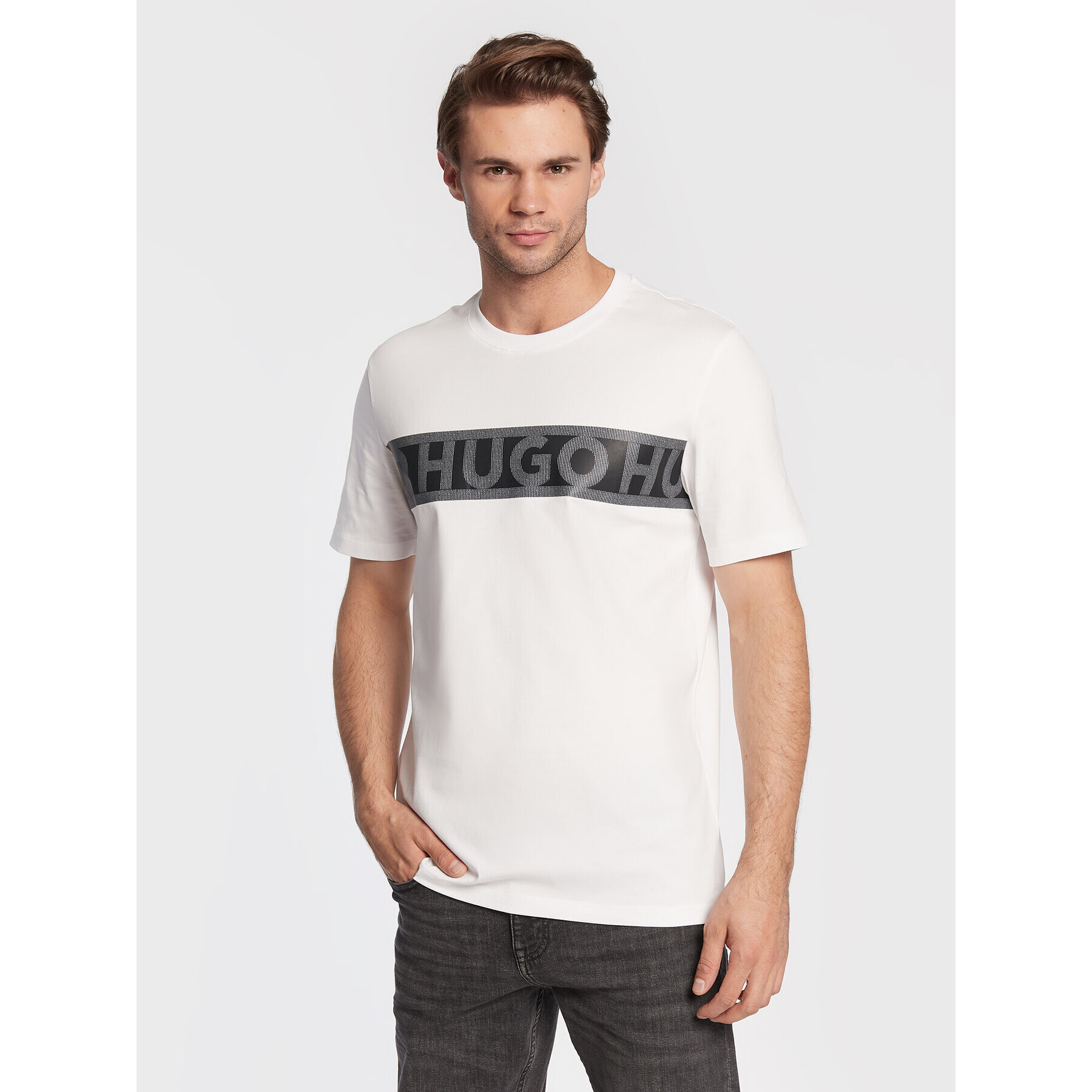 Hugo Тишърт Dinotto 50475339 Бял Regular Fit - Pepit.bg