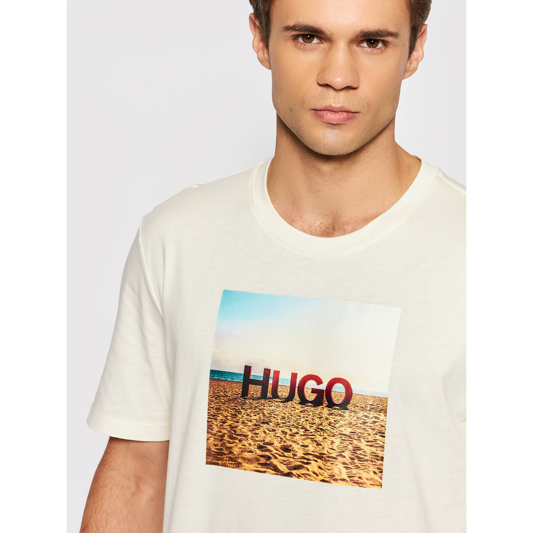 Hugo Тишърт Doldplay 50459428 Бежов Regular Fit - Pepit.bg