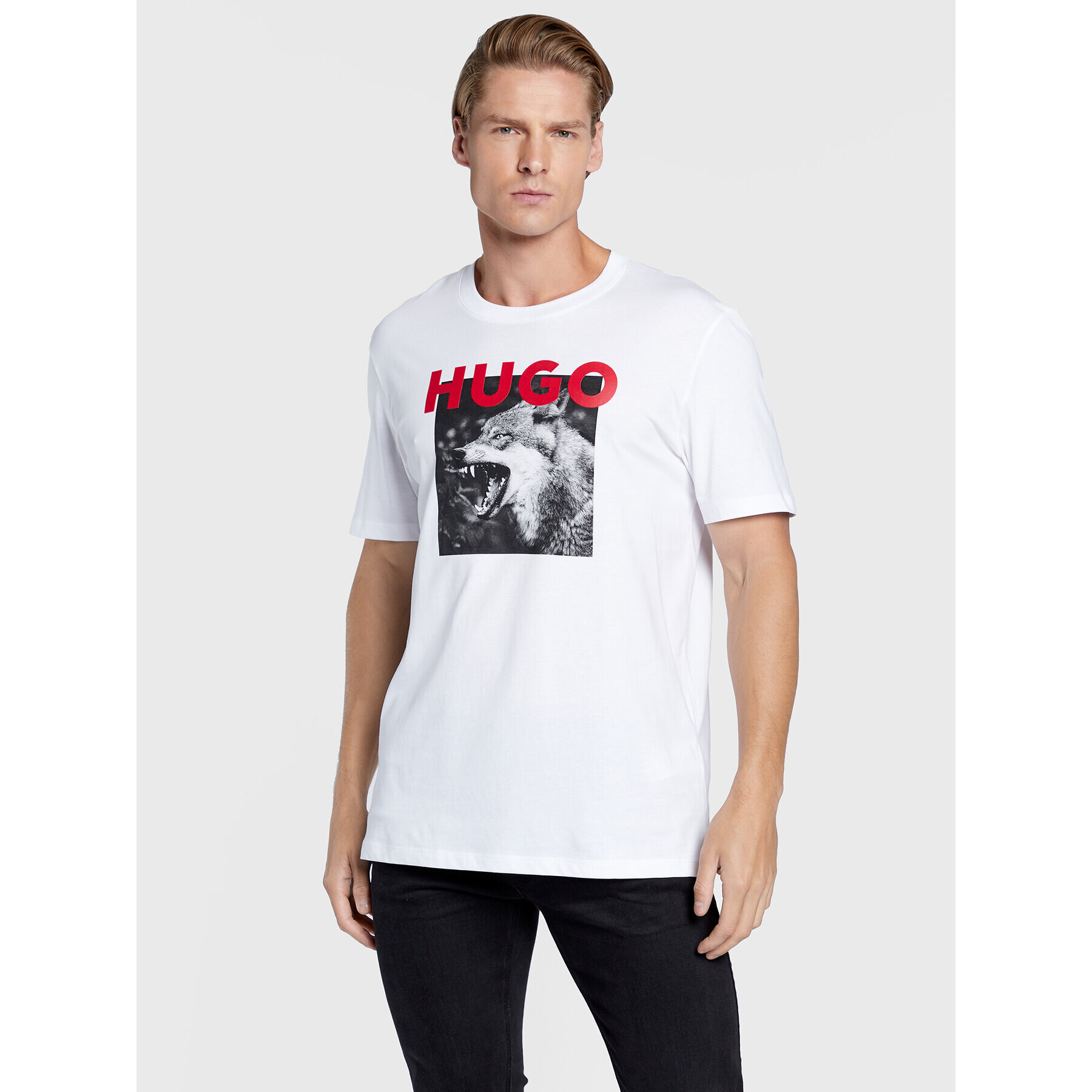 Hugo Тишърт Dupus 50477623 Бял Regular Fit - Pepit.bg