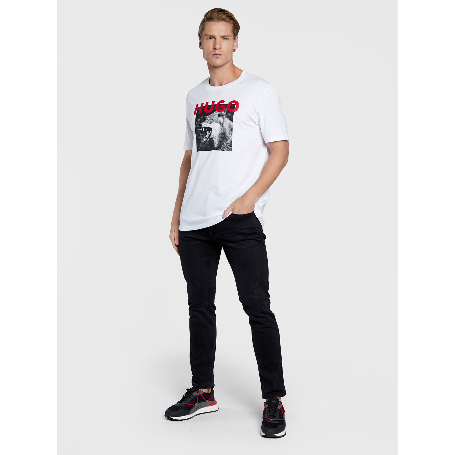 Hugo Тишърт Dupus 50477623 Бял Regular Fit - Pepit.bg