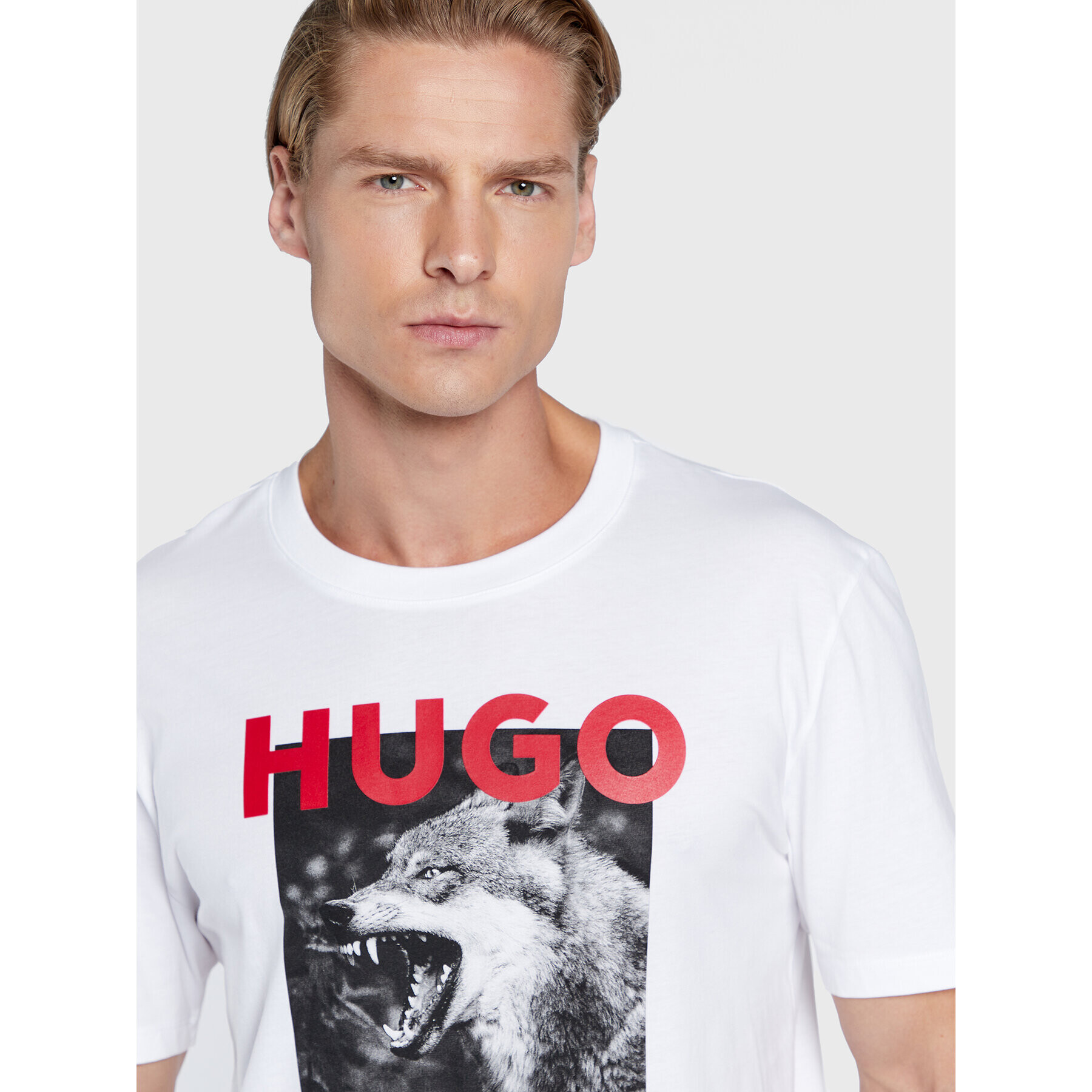 Hugo Тишърт Dupus 50477623 Бял Regular Fit - Pepit.bg