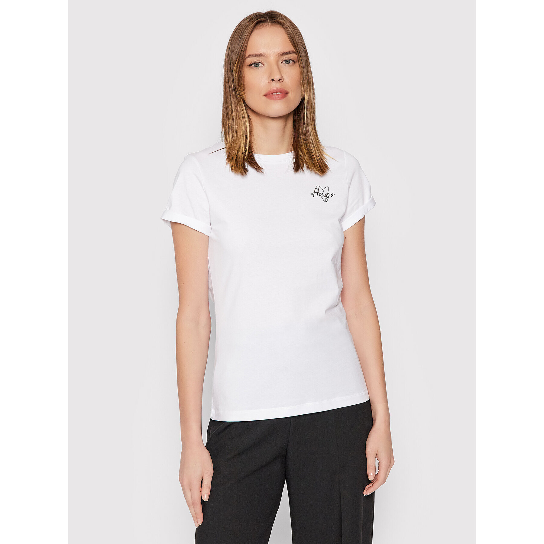 Hugo Тишърт Logo Artwork 50464250 Бял Slim Fit - Pepit.bg