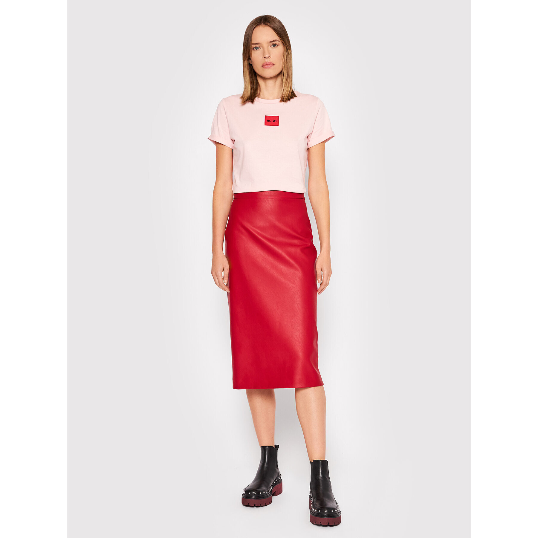 Hugo Тишърт Redlabel 0456008 Розов Slim Fit - Pepit.bg