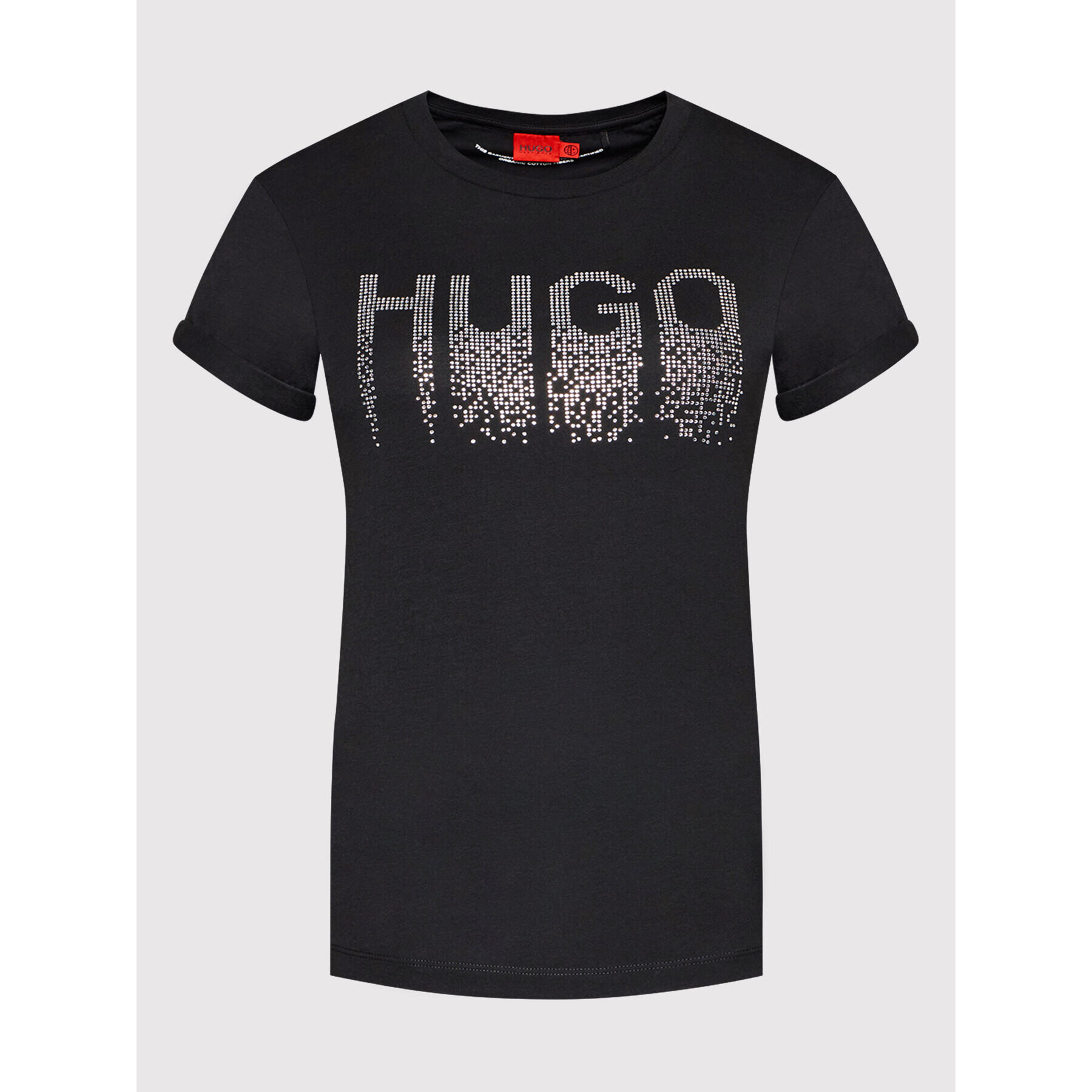 Hugo Тишърт Rhinestone Logo 50461532 Черен Slim Fit - Pepit.bg
