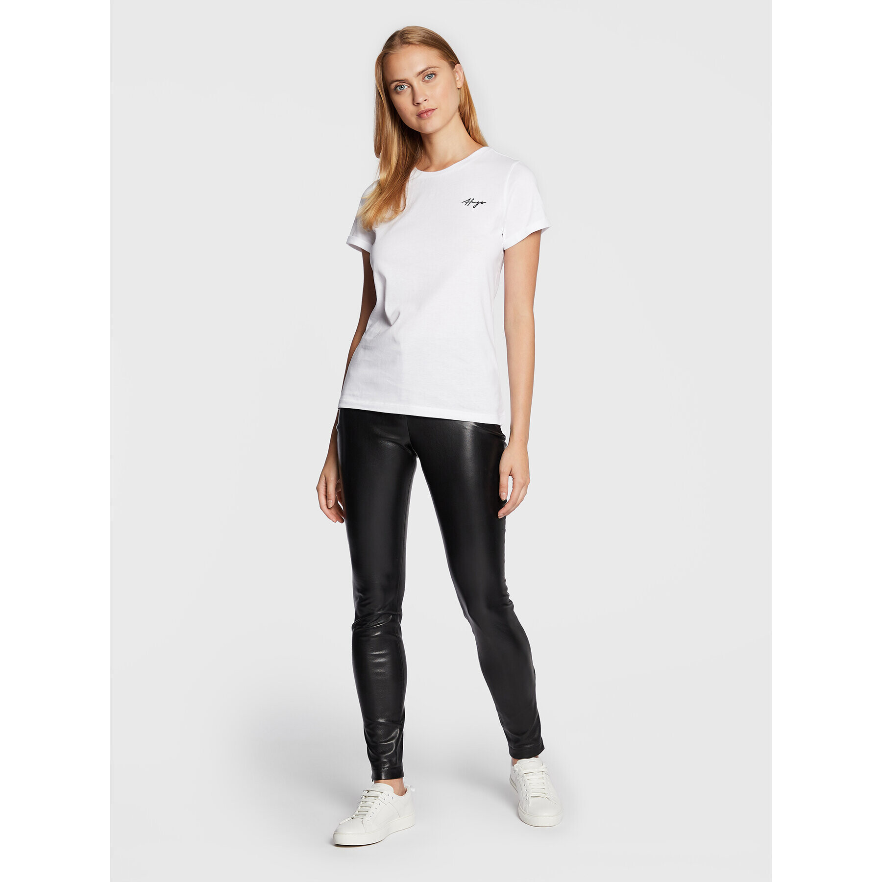 Hugo Тишърт Slim 50478217 Бял Slim Fit - Pepit.bg