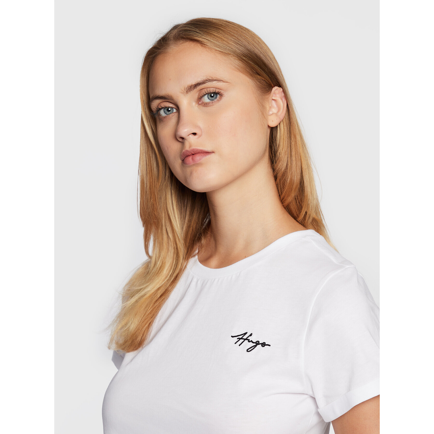 Hugo Тишърт Slim 50478217 Бял Slim Fit - Pepit.bg