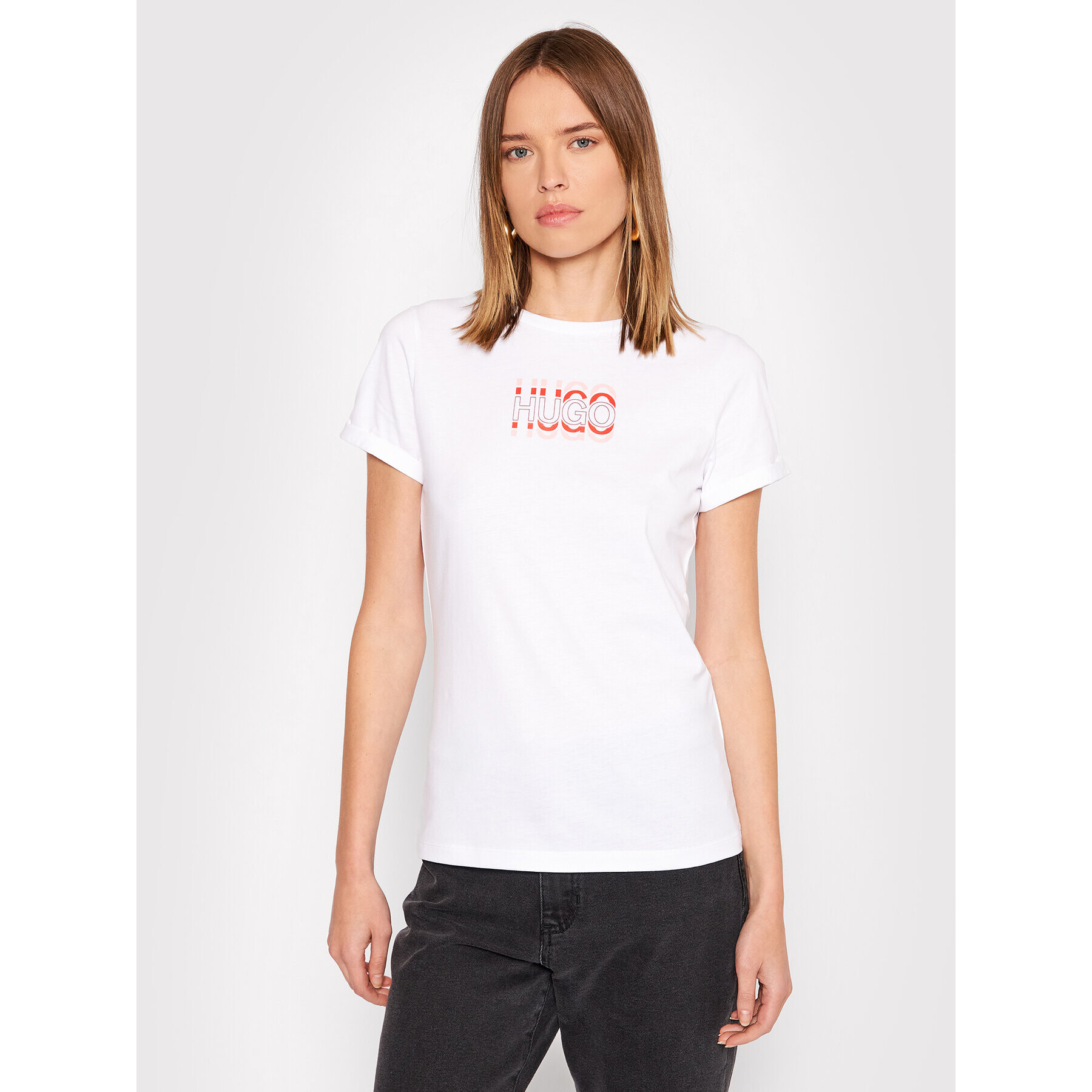 Hugo Тишърт Tee 11 50455711 Бял Slim Fit - Pepit.bg