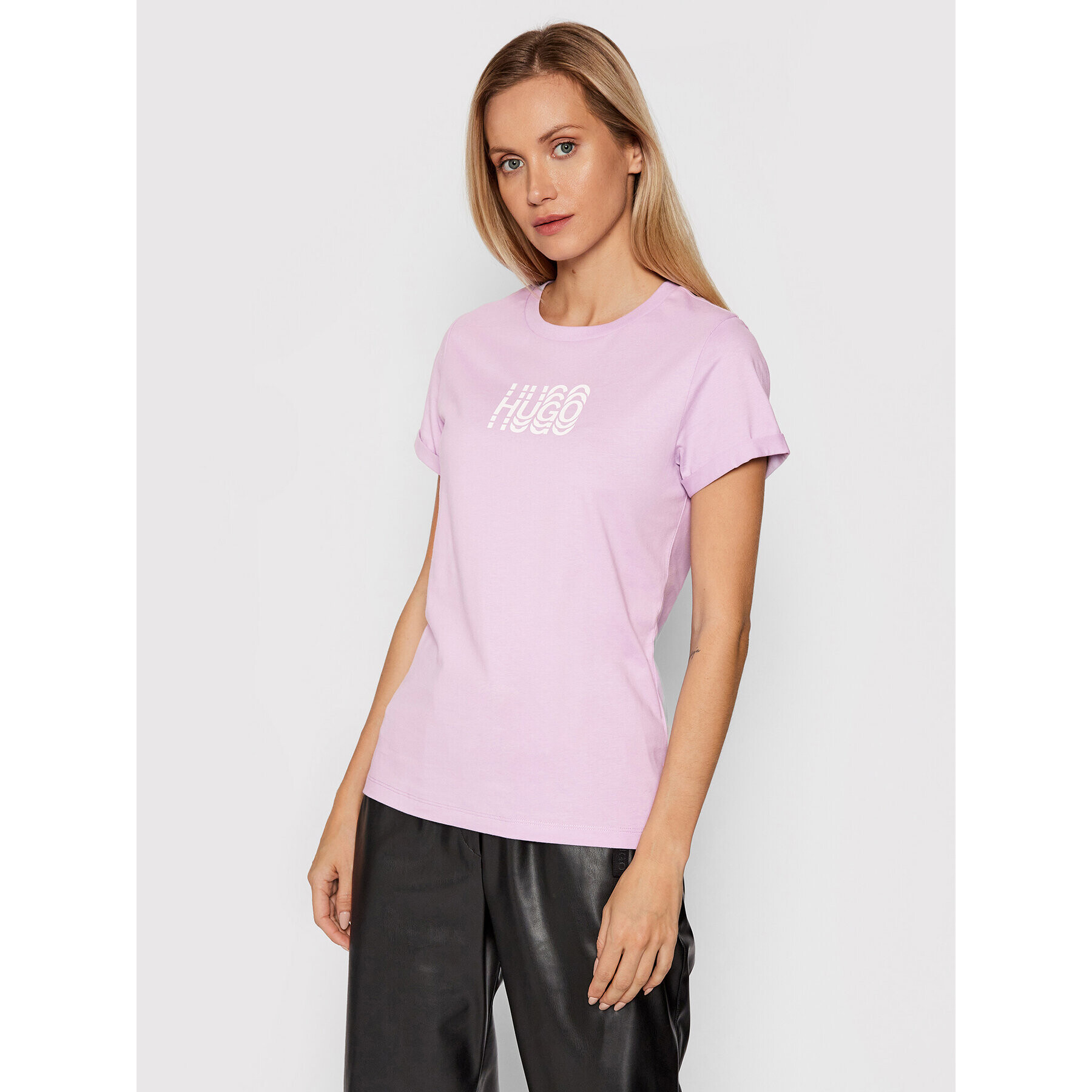 Hugo Тишърт Tee 11 50455711 Виолетов Slim Fit - Pepit.bg