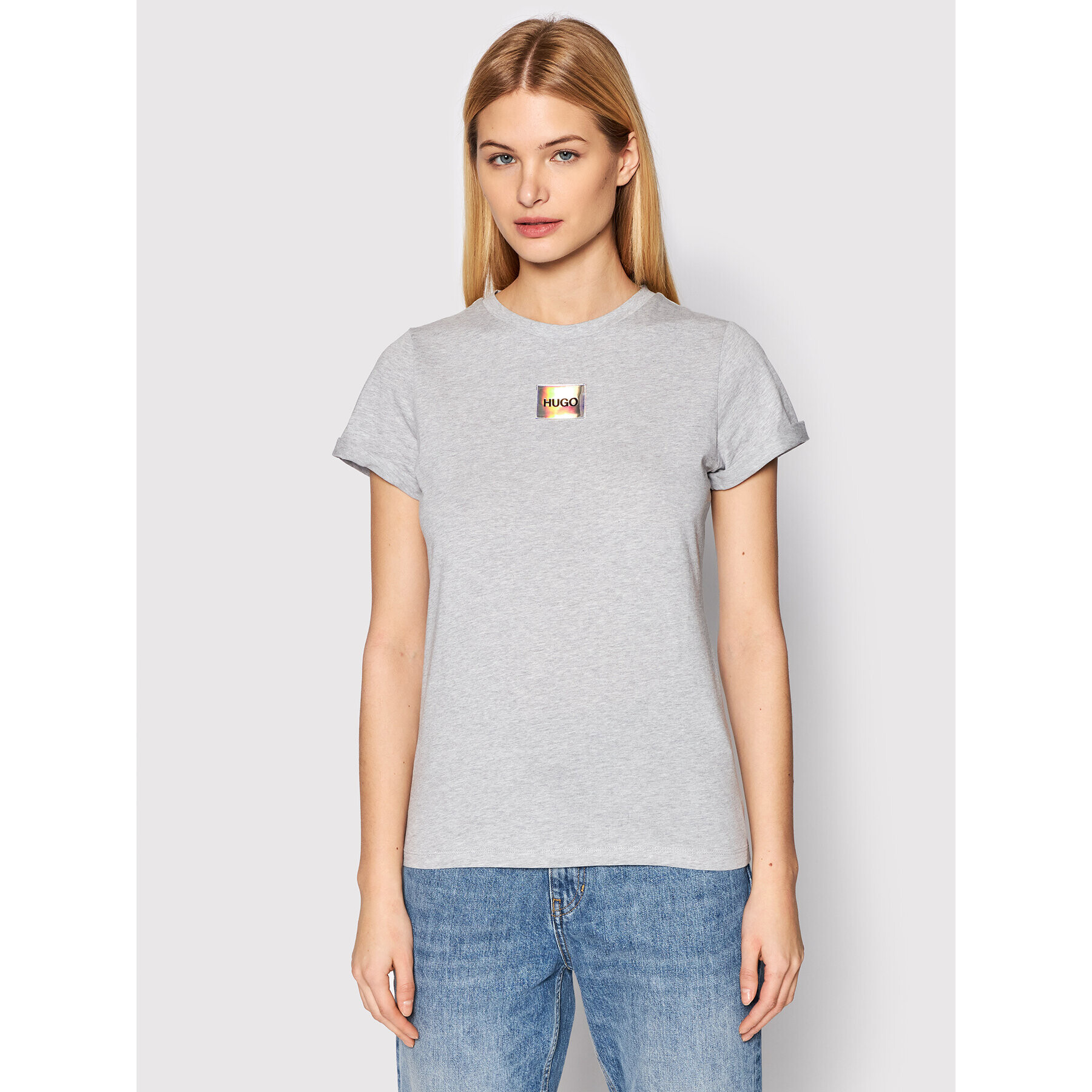 Hugo Тишърт Tee_Redlabel 50456008 Сив Slim Fit - Pepit.bg
