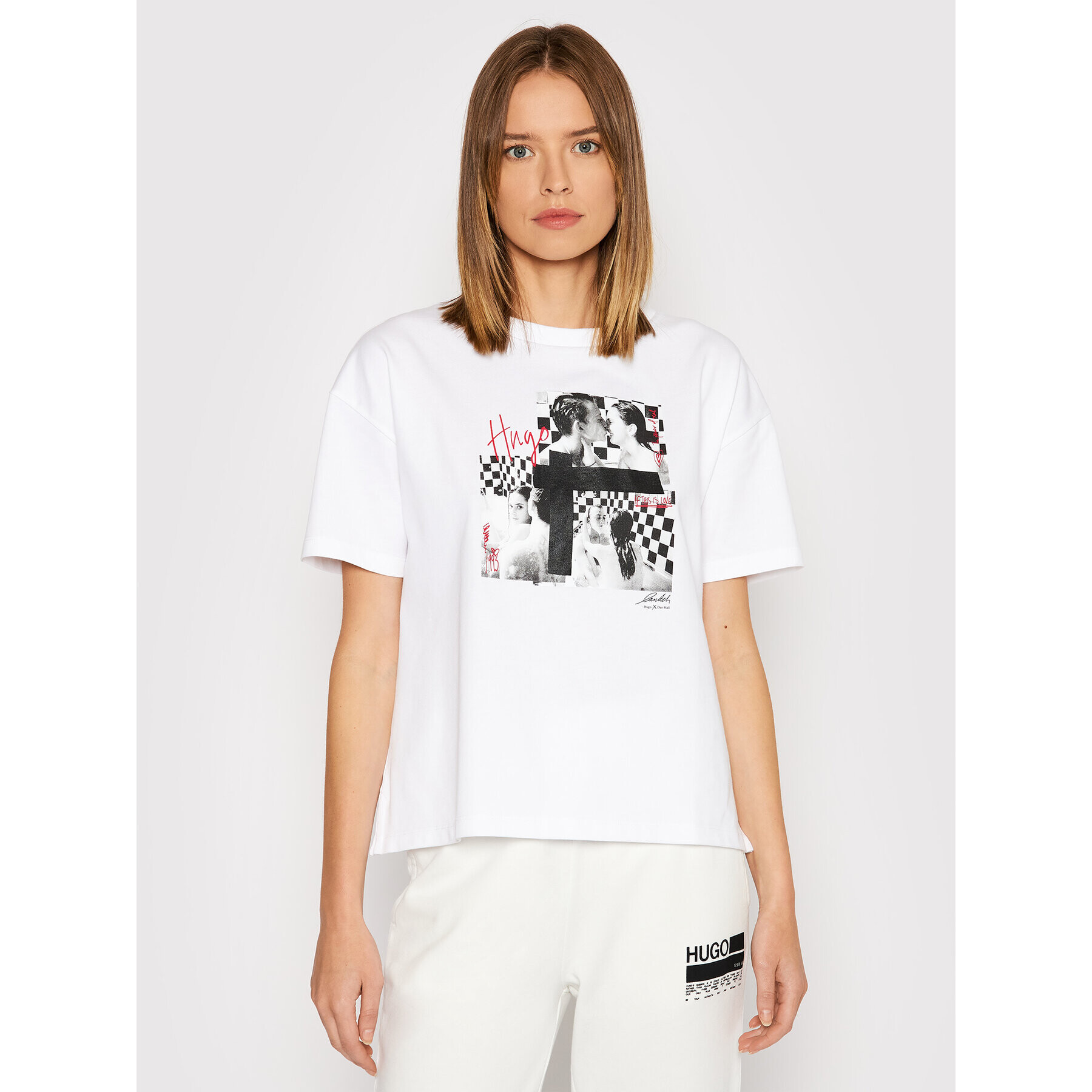 Hugo Тишърт The Boxy Tee 7 50459300 Бял Relaxed Fit - Pepit.bg