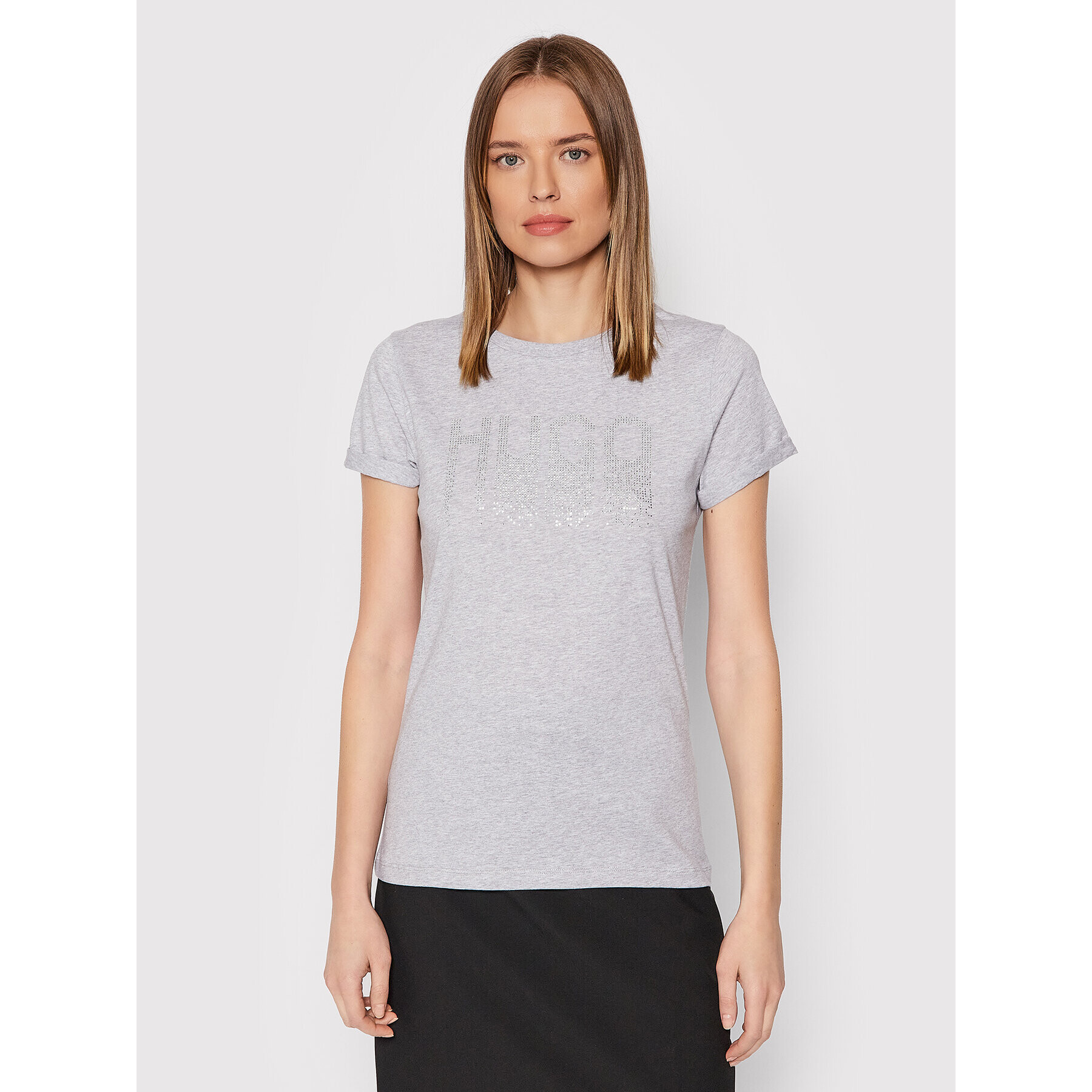 Hugo Тишърт The Tee 13 50461532 Сив Slim Fit - Pepit.bg