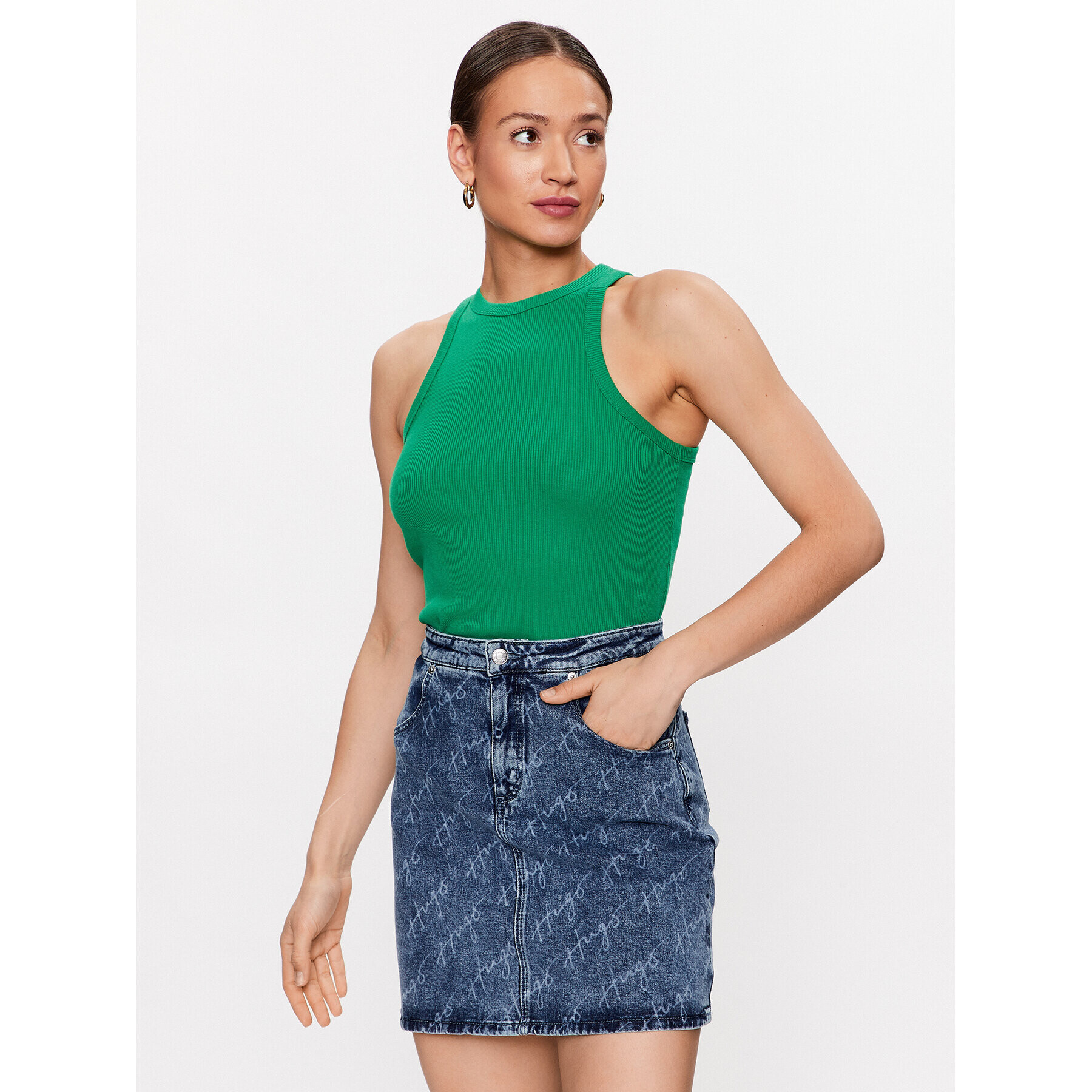 Hugo топ Classic Tank 50478532 Зелен Slim Fit - Pepit.bg