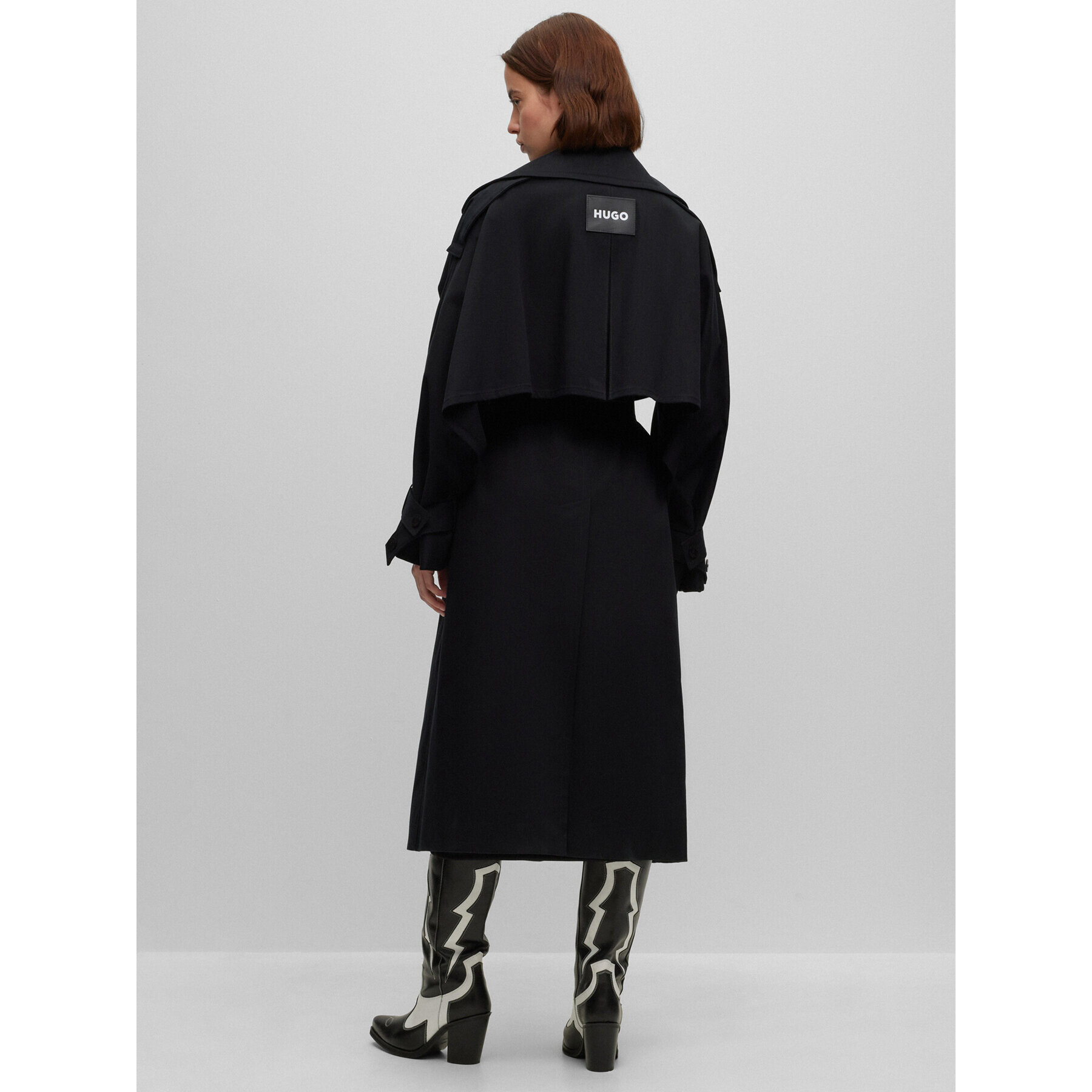 Hugo Тренч Mannika 50493526 Черен Relaxed Fit - Pepit.bg