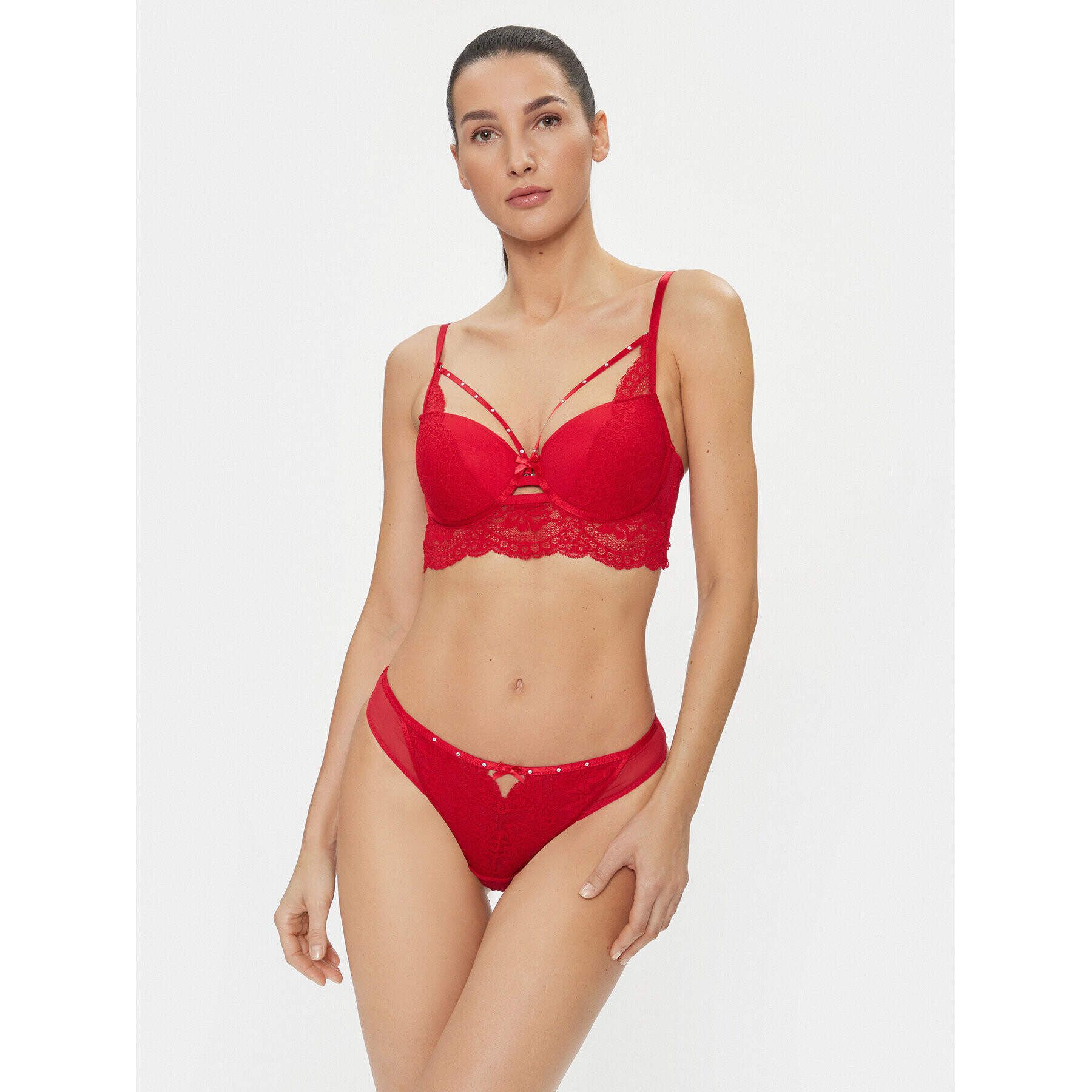 Hunkemöller Бикини тип прашка Mariah String R 203563 Червен - Pepit.bg