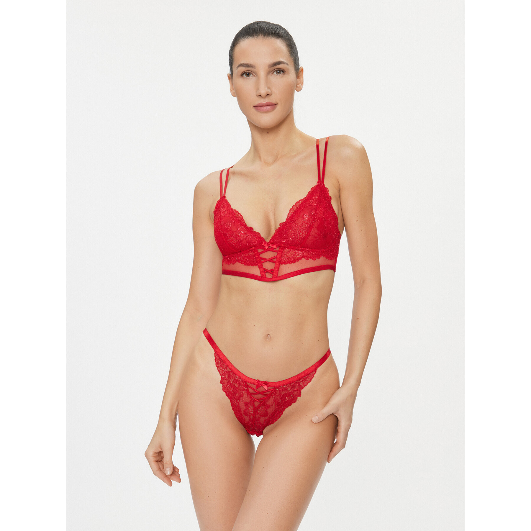 Hunkemöller Бикини тип прашка Simone Hl Tanga String 203656 Червен - Pepit.bg