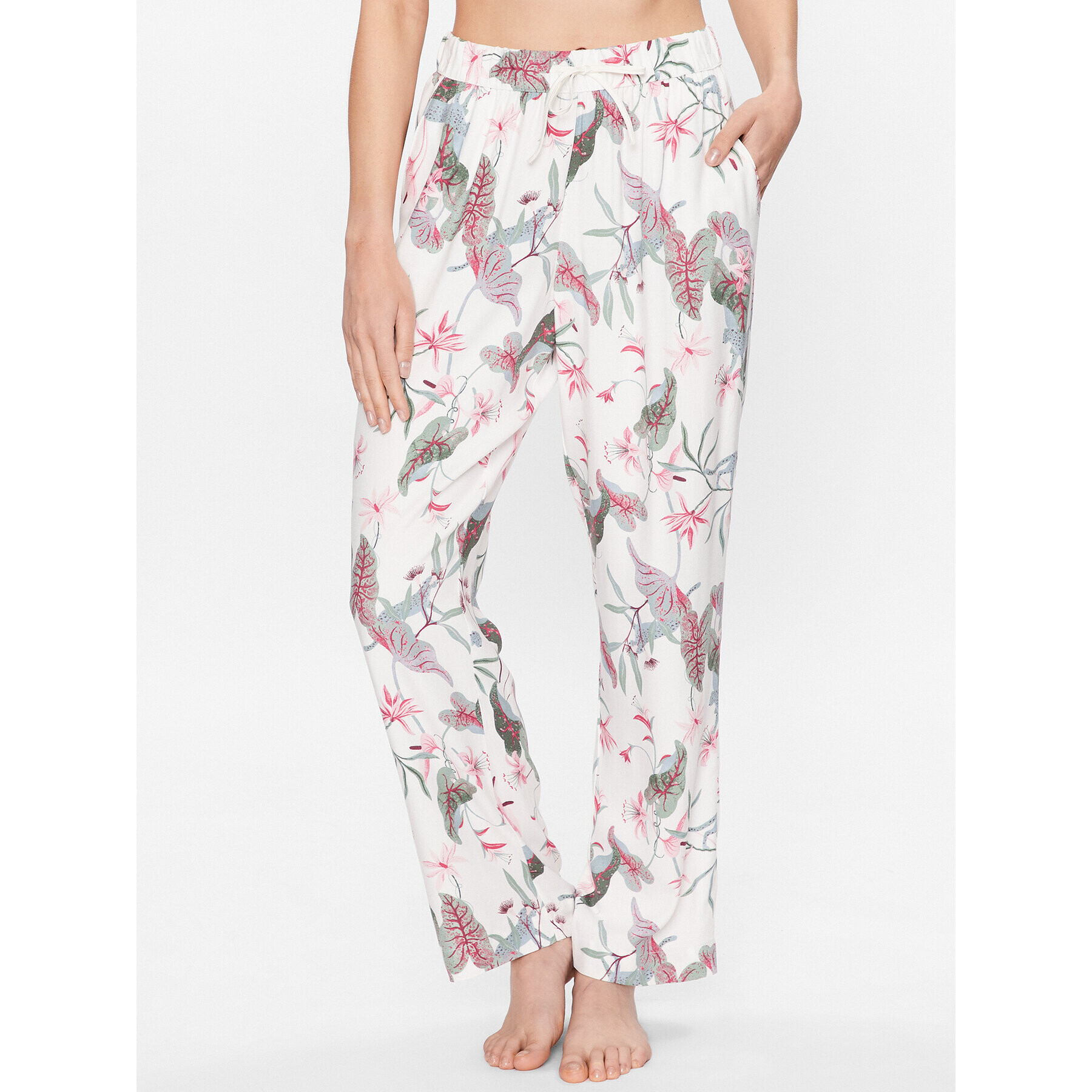 Hunkemöller Долнище на пижама Jungle 202317 Бял Comfortable Fit - Pepit.bg