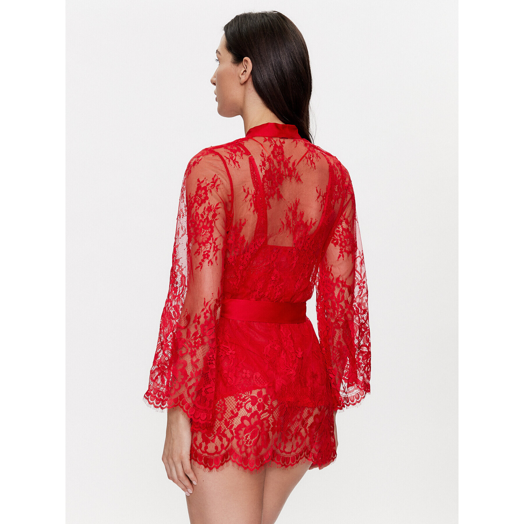Hunkemöller Халат Allover Lace Isa 191688 Червен - Pepit.bg