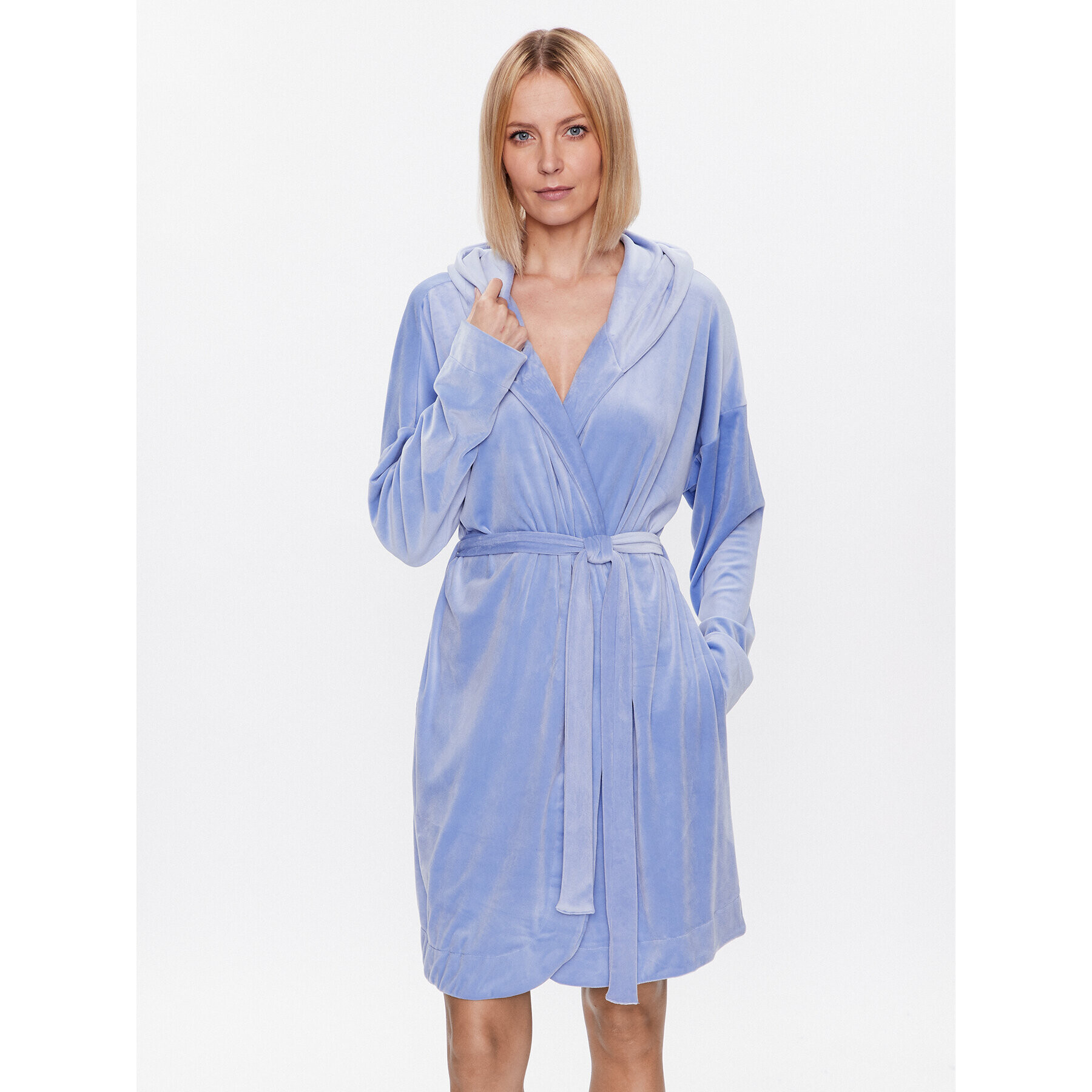 Hunkemöller Халат Robe Short Velours 201669 Син - Pepit.bg