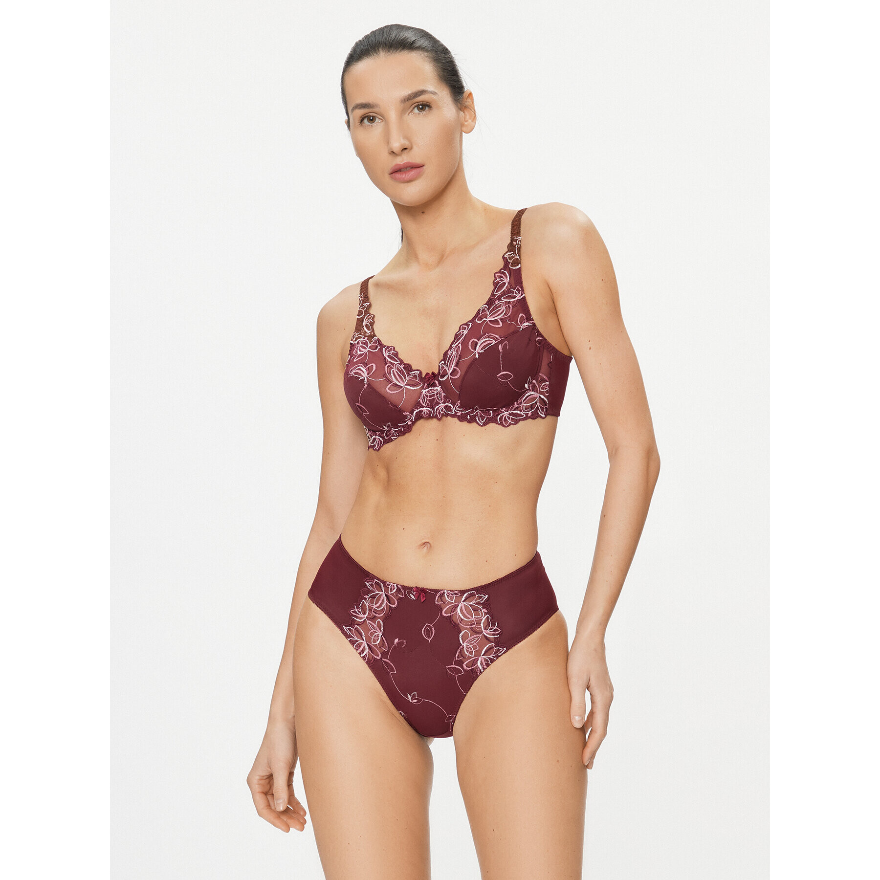 Hunkemöller Класически бикини с висока талия Diva Rio H 203491 Бордо - Pepit.bg