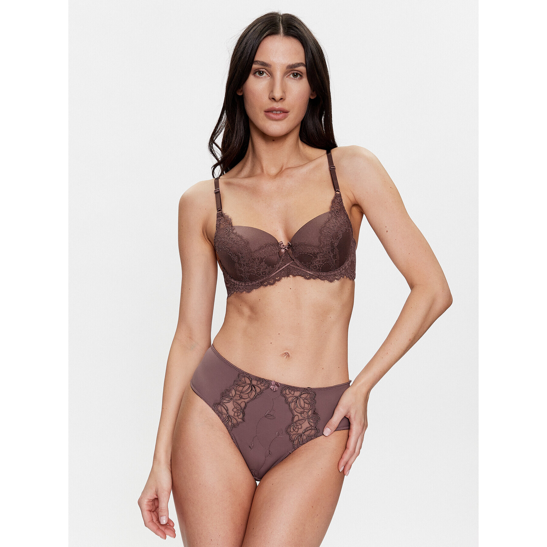 Hunkemöller Сутиен push-up Daisy 201105 Кафяв - Pepit.bg