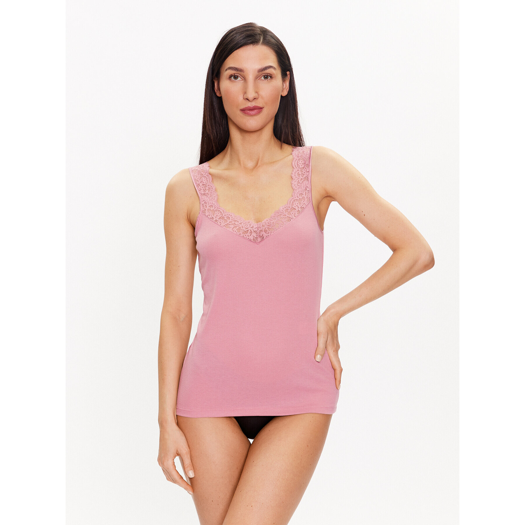 Hunkemöller Тениска на пижама 202320 Розов Basic Fit - Pepit.bg