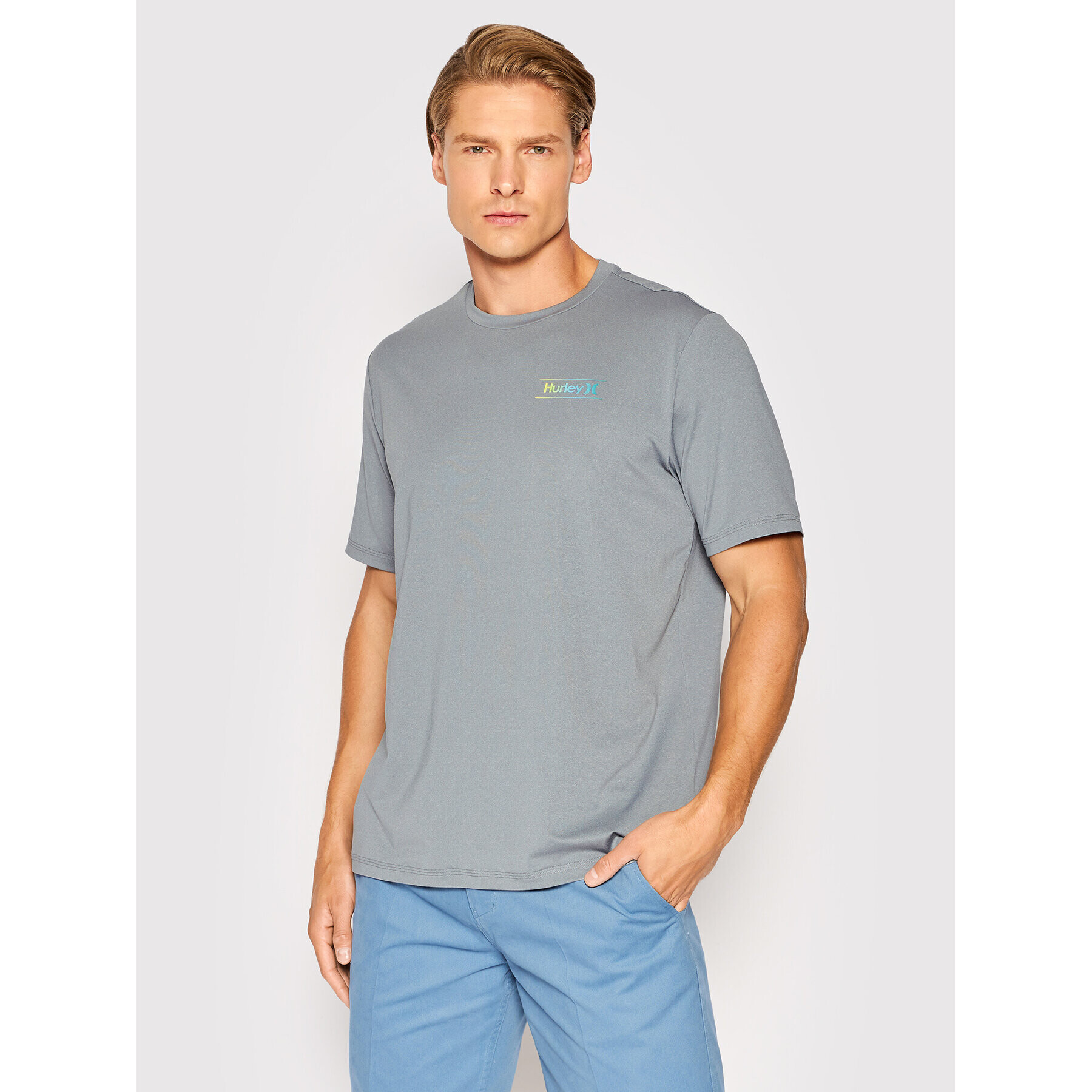 Hurley Тишърт Slashed MTS0029990 Сив Regular Fit - Pepit.bg