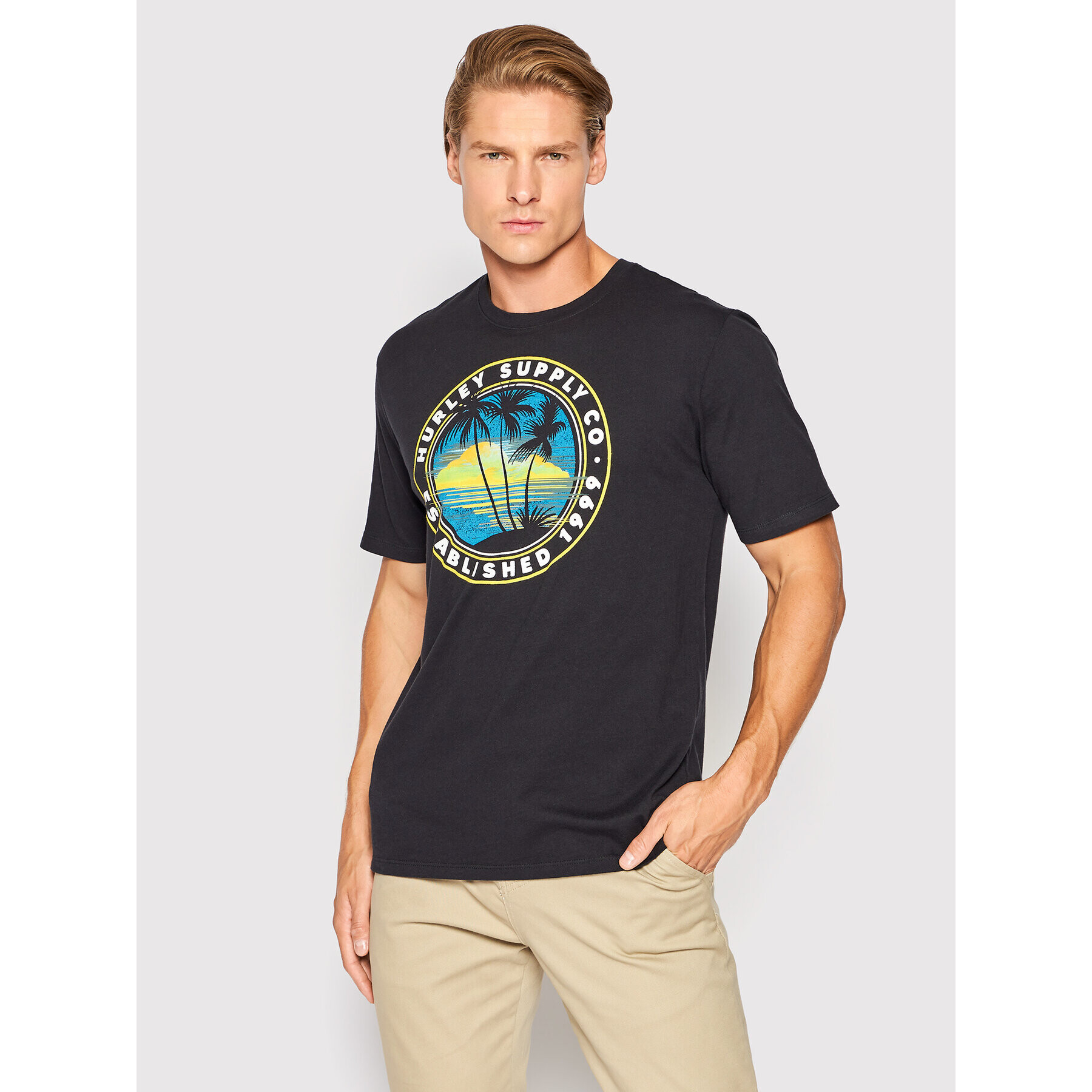 Hurley Тишърт Wash Da Sunset Brah MTS0029600 Черен Regular Fit - Pepit.bg