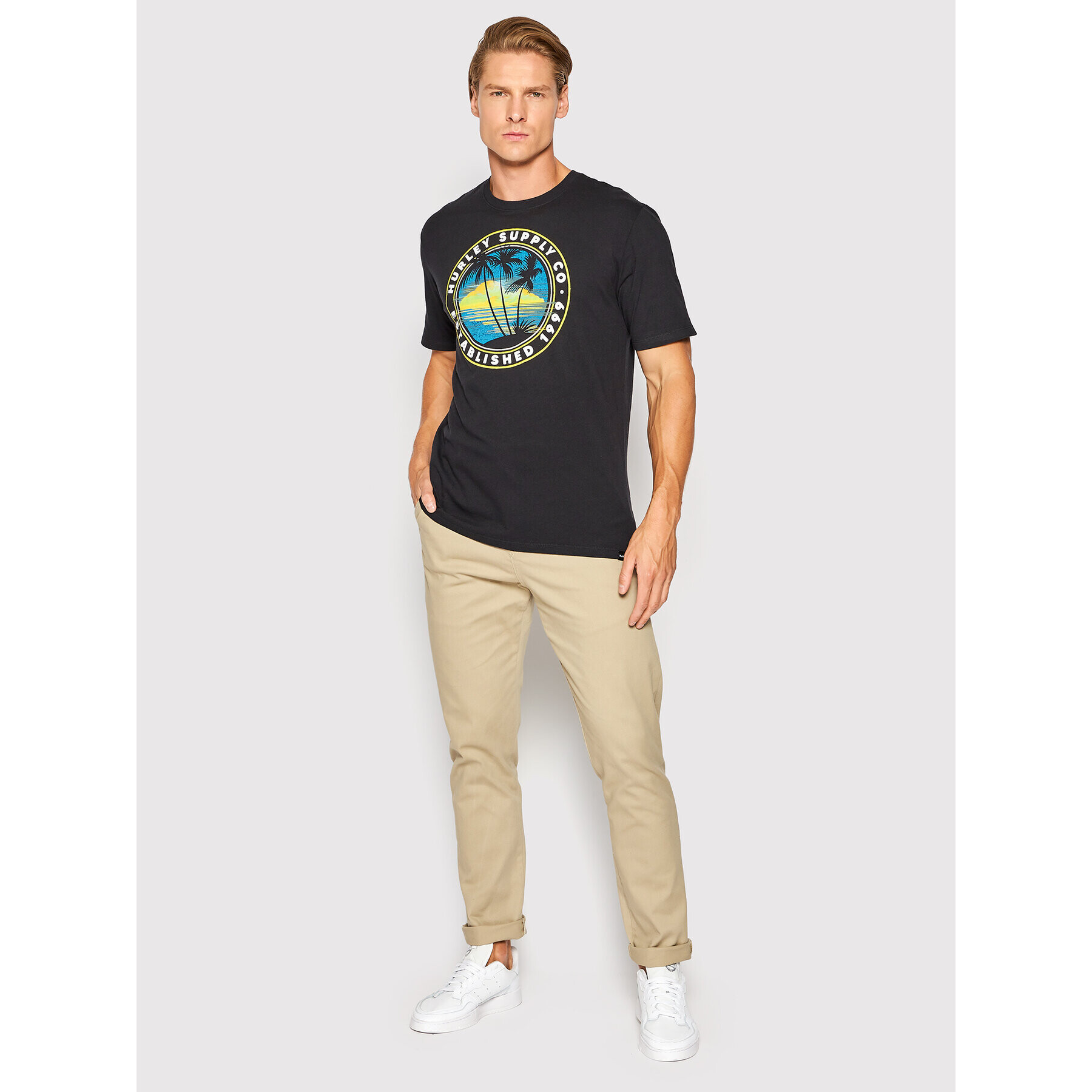 Hurley Тишърт Wash Da Sunset Brah MTS0029600 Черен Regular Fit - Pepit.bg