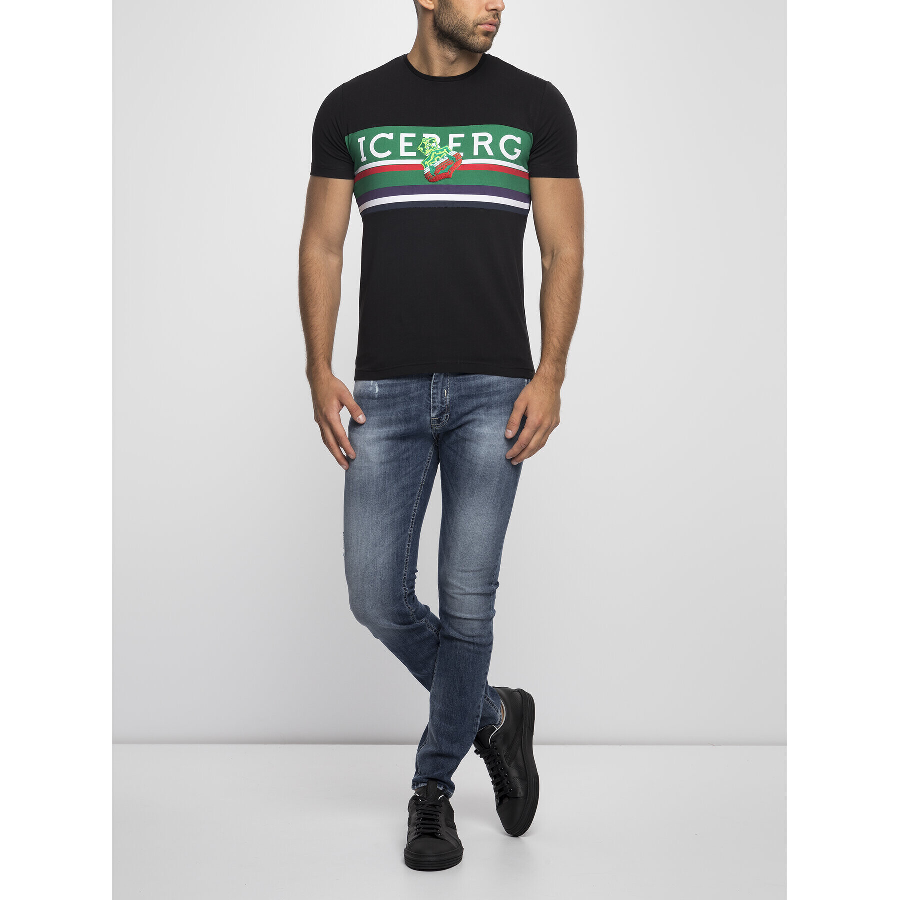 Iceberg Тишърт 19II1P0F0196309 Черен Regular Fit - Pepit.bg