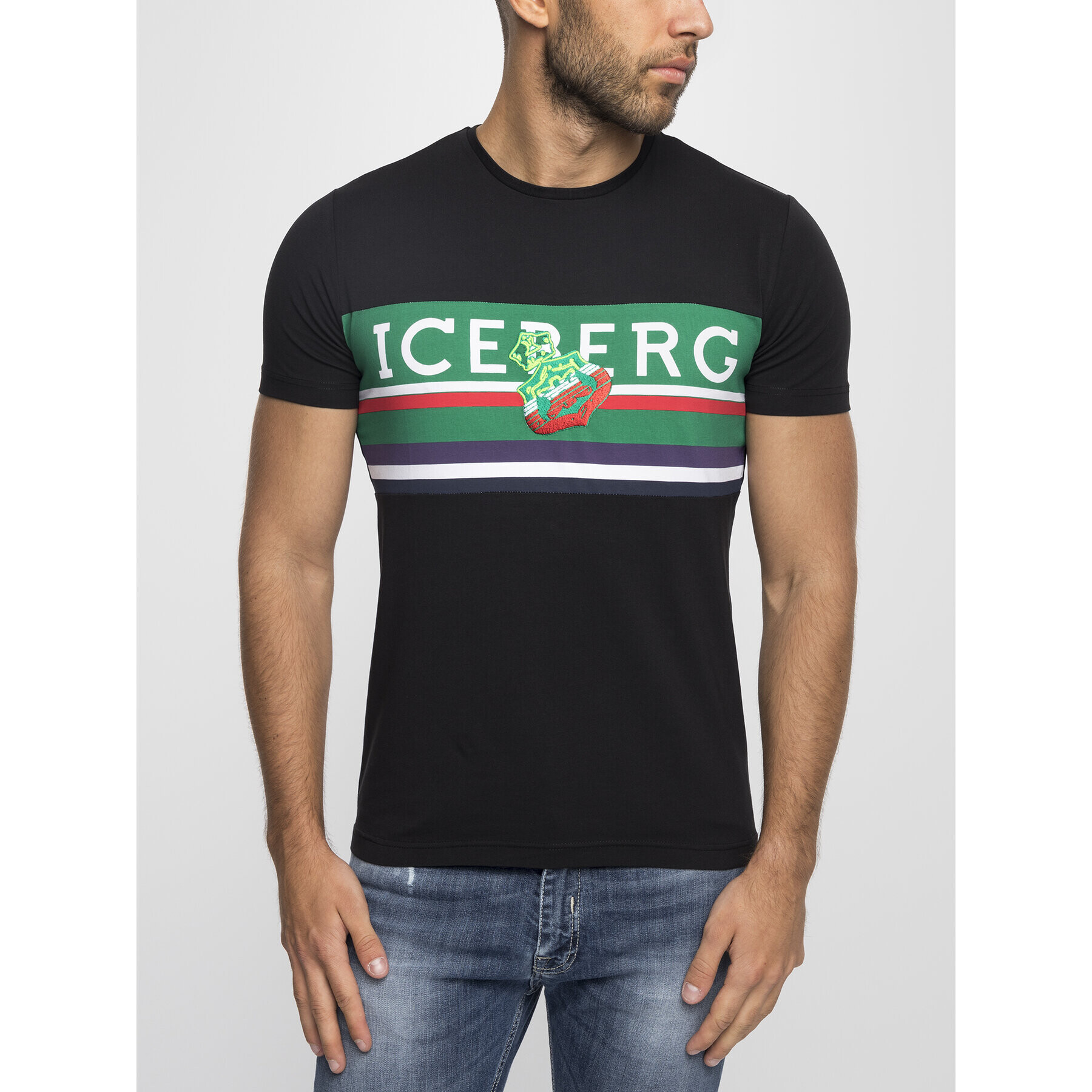 Iceberg Тишърт 19II1P0F0196309 Черен Regular Fit - Pepit.bg