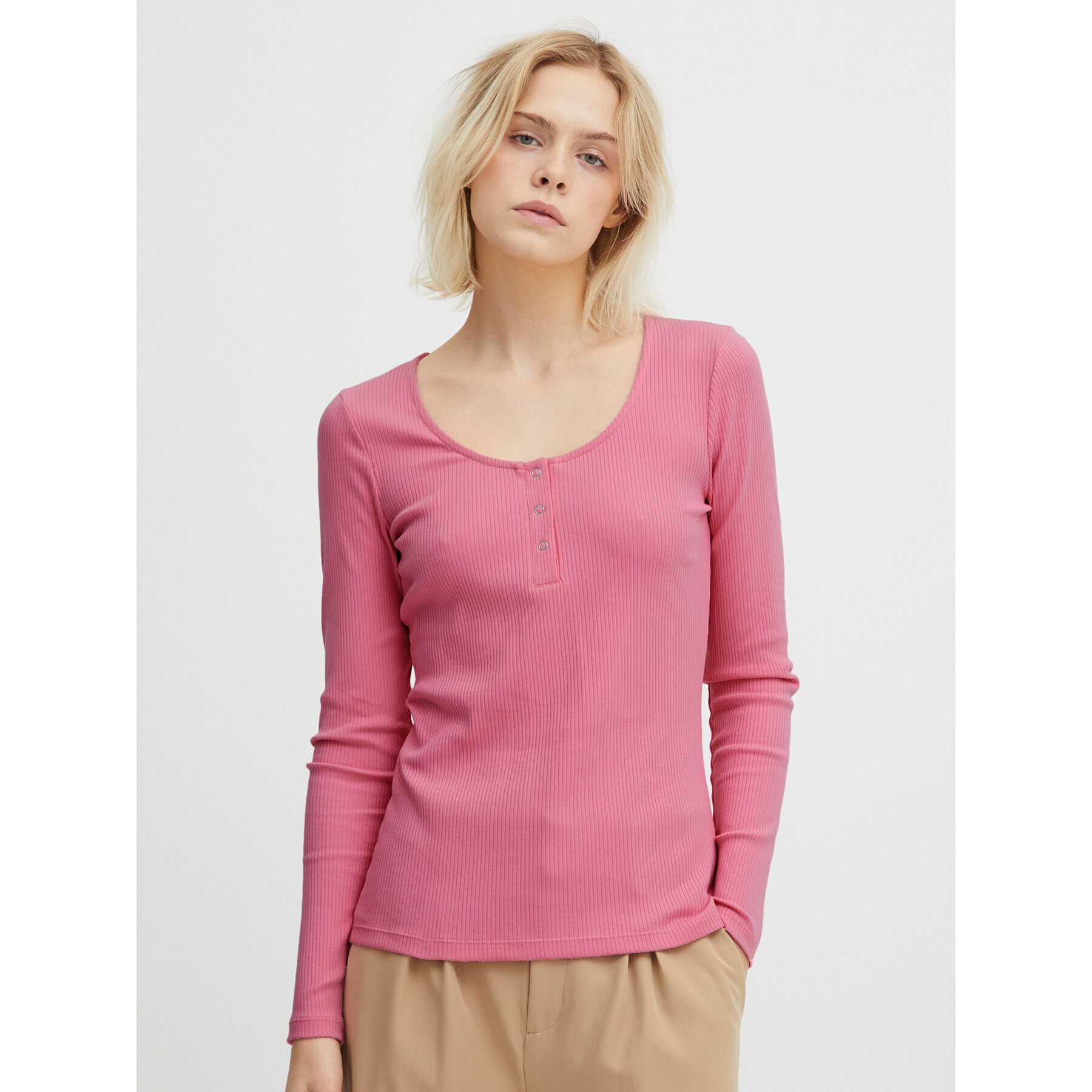ICHI Блуза 20114881 Розов Slim Fit - Pepit.bg