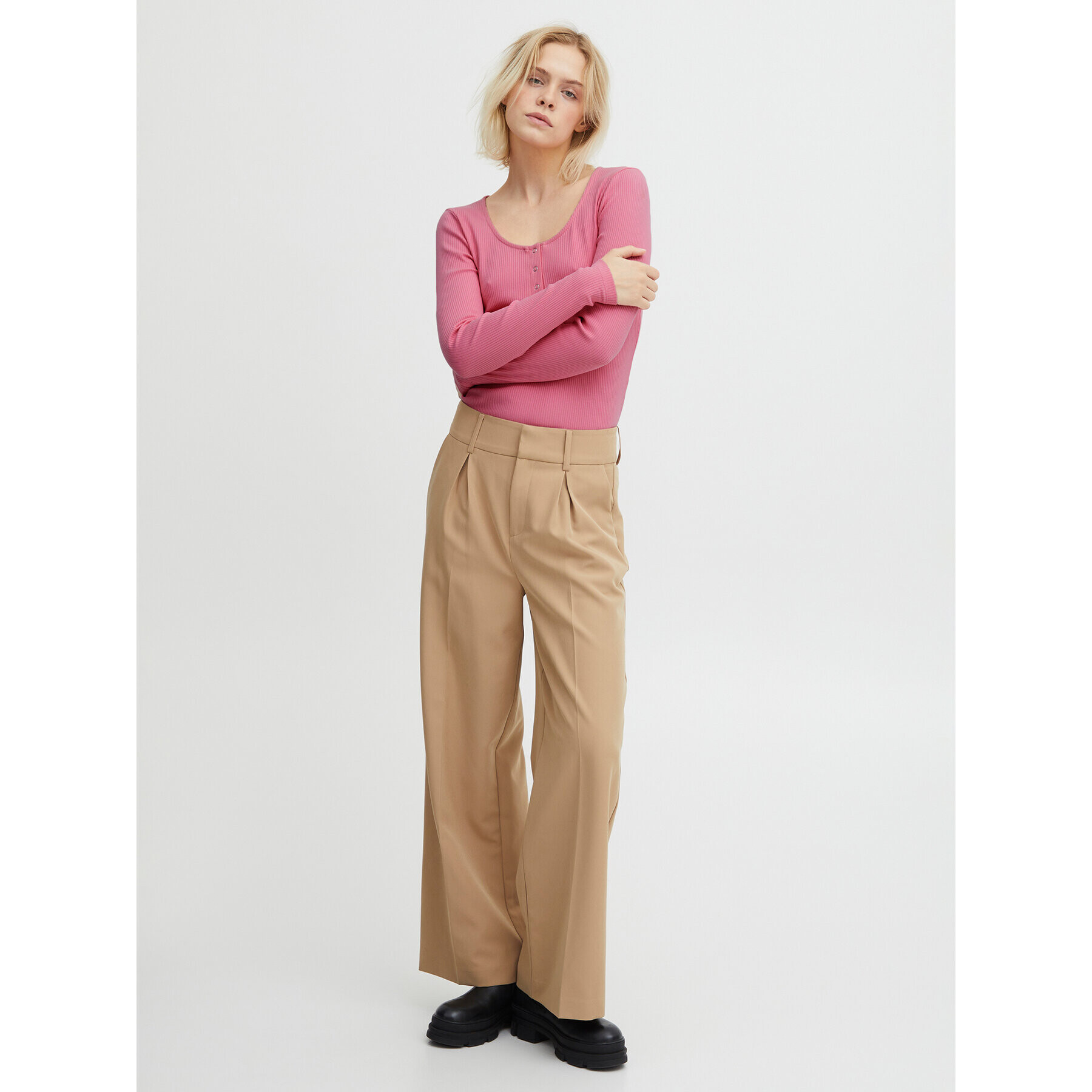 ICHI Блуза 20114881 Розов Slim Fit - Pepit.bg