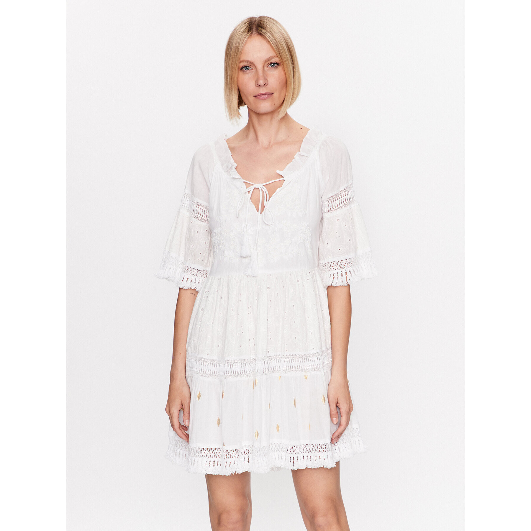 Iconique Лятна рокля IC23 025 Бял Regular Fit - Pepit.bg