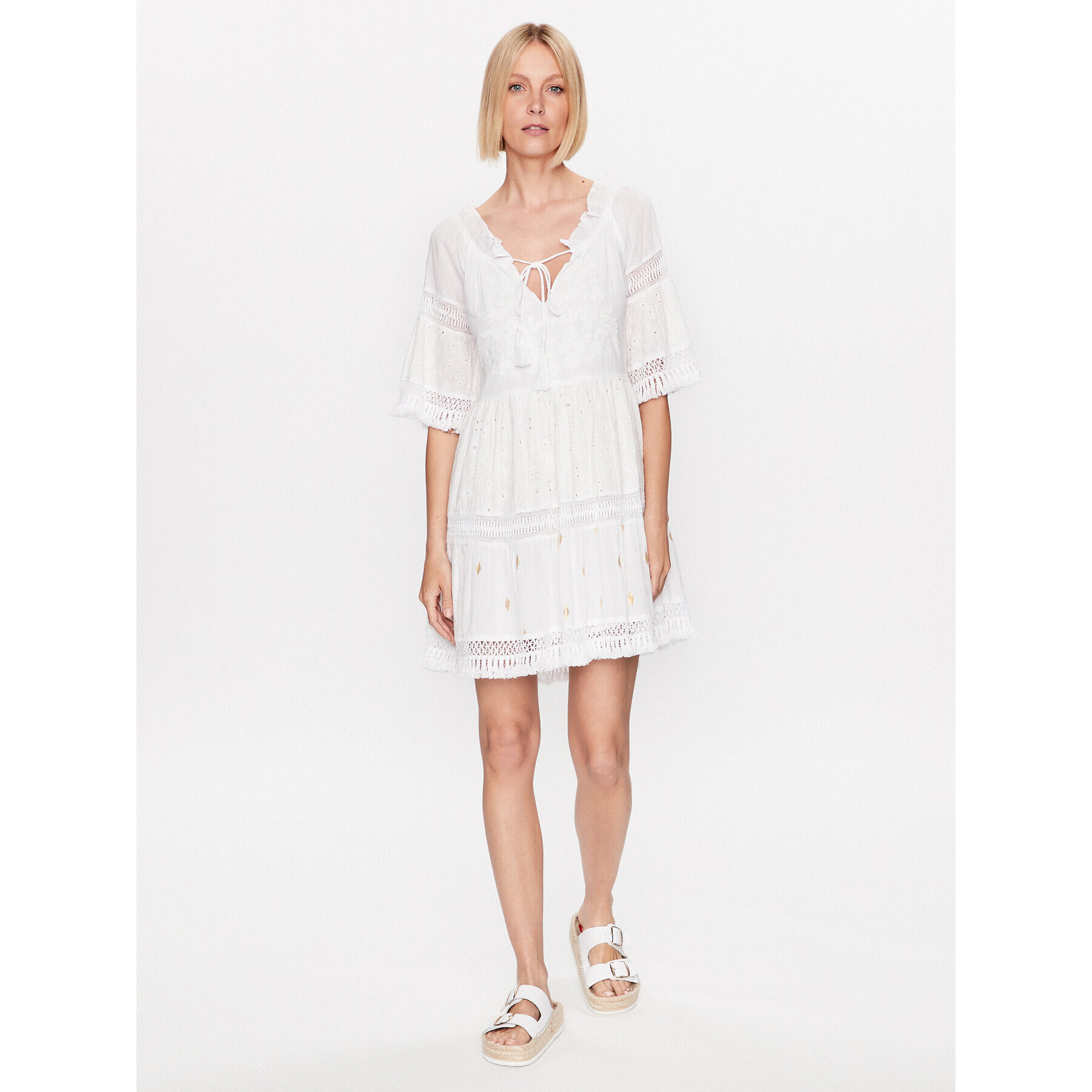 Iconique Лятна рокля IC23 025 Бял Regular Fit - Pepit.bg
