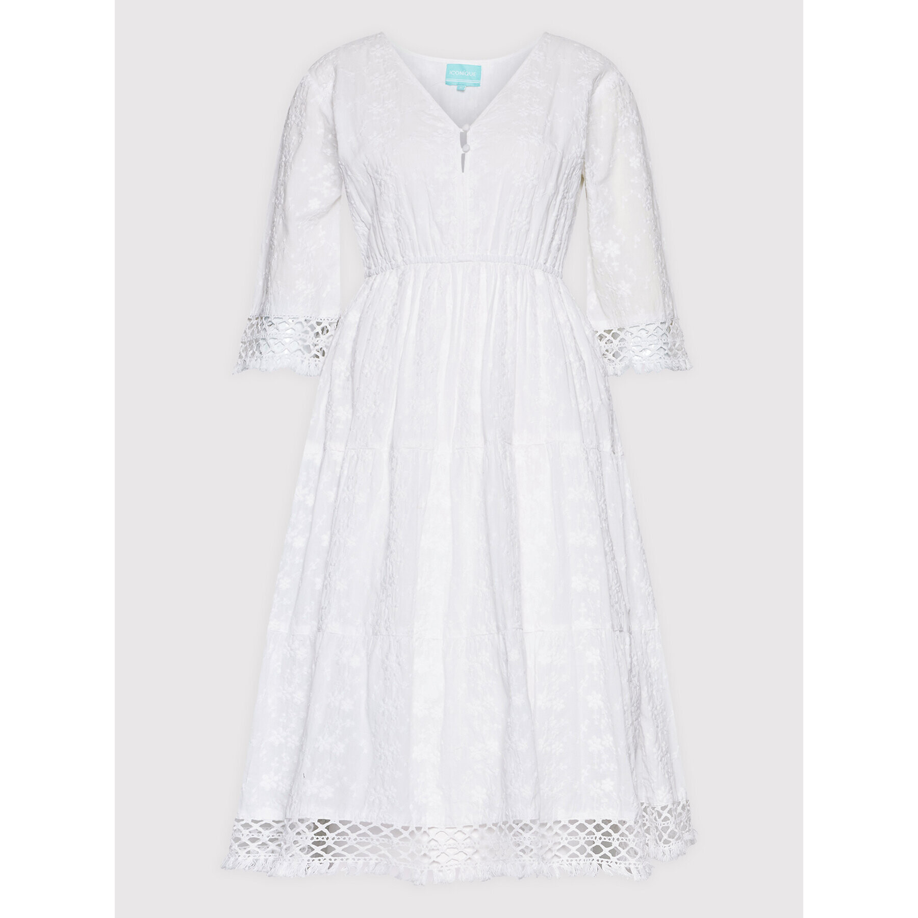 Iconique Лятна рокля Selene IC22 013 Бял Regular Fit - Pepit.bg