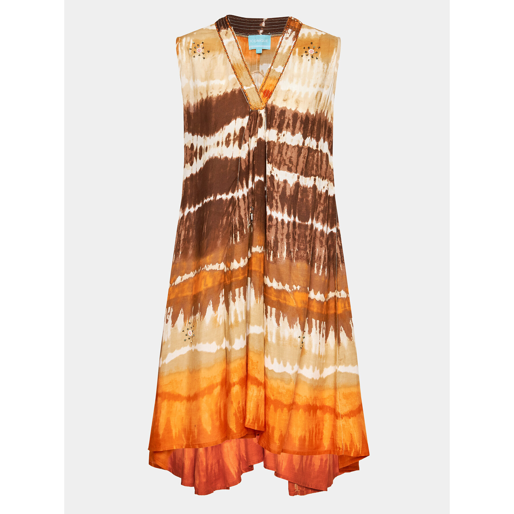 Iconique Плажна рокля IC23 096 Кафяв Regular Fit - Pepit.bg