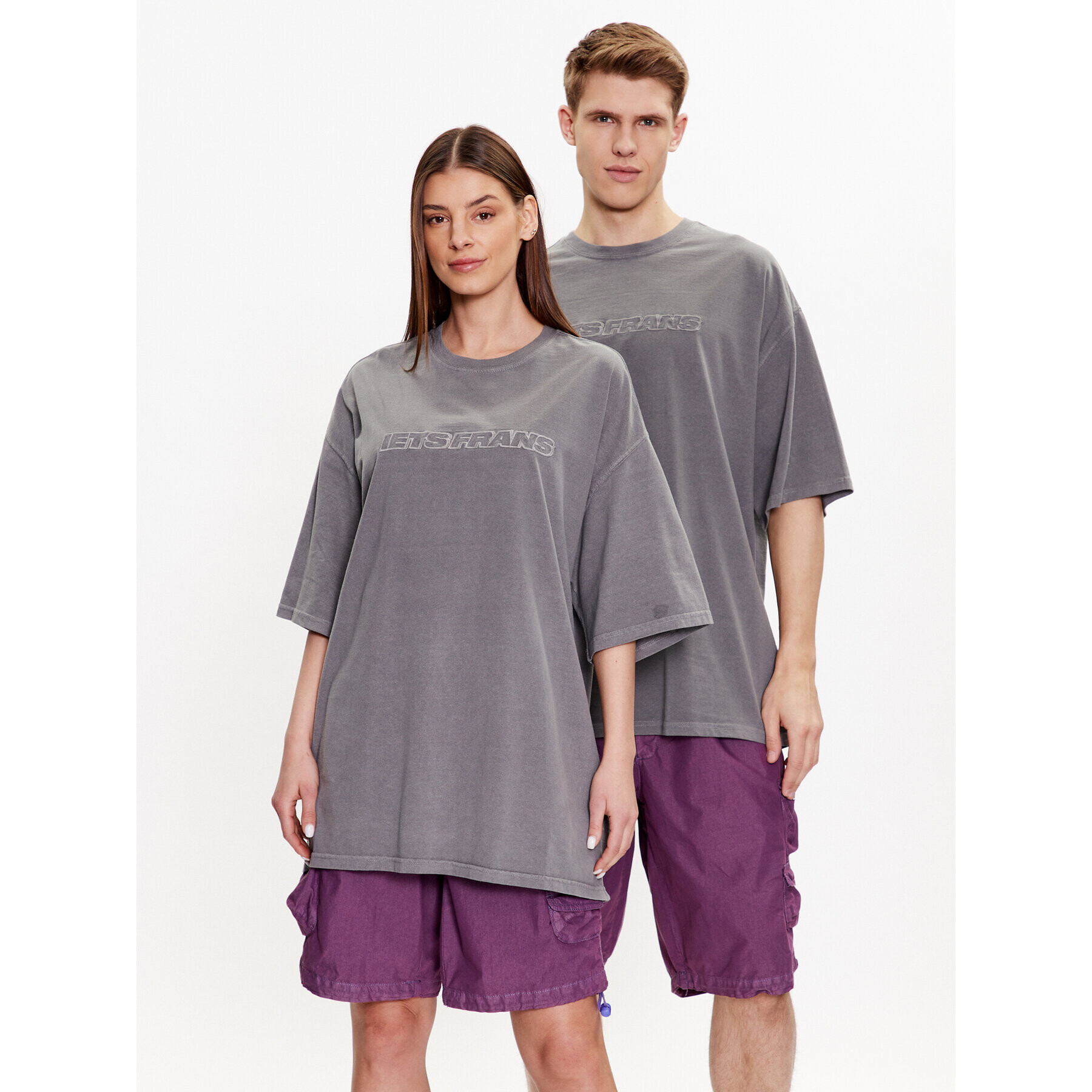 iets frans… Тишърт IF TONAL LOGO SS TEE 76398643 Сив Overshirt Fit - Pepit.bg