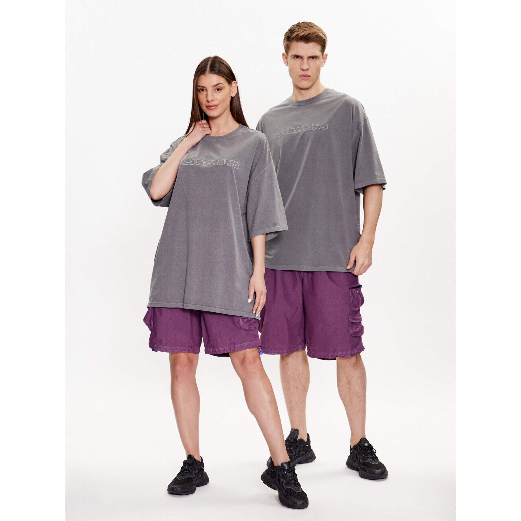 iets frans… Тишърт IF TONAL LOGO SS TEE 76398643 Сив Overshirt Fit - Pepit.bg
