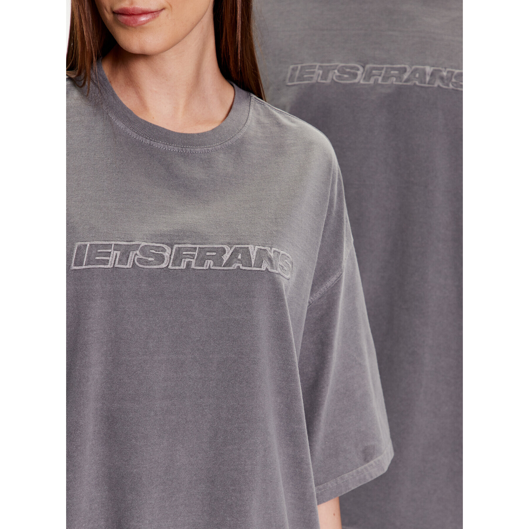 iets frans… Тишърт IF TONAL LOGO SS TEE 76398643 Сив Overshirt Fit - Pepit.bg