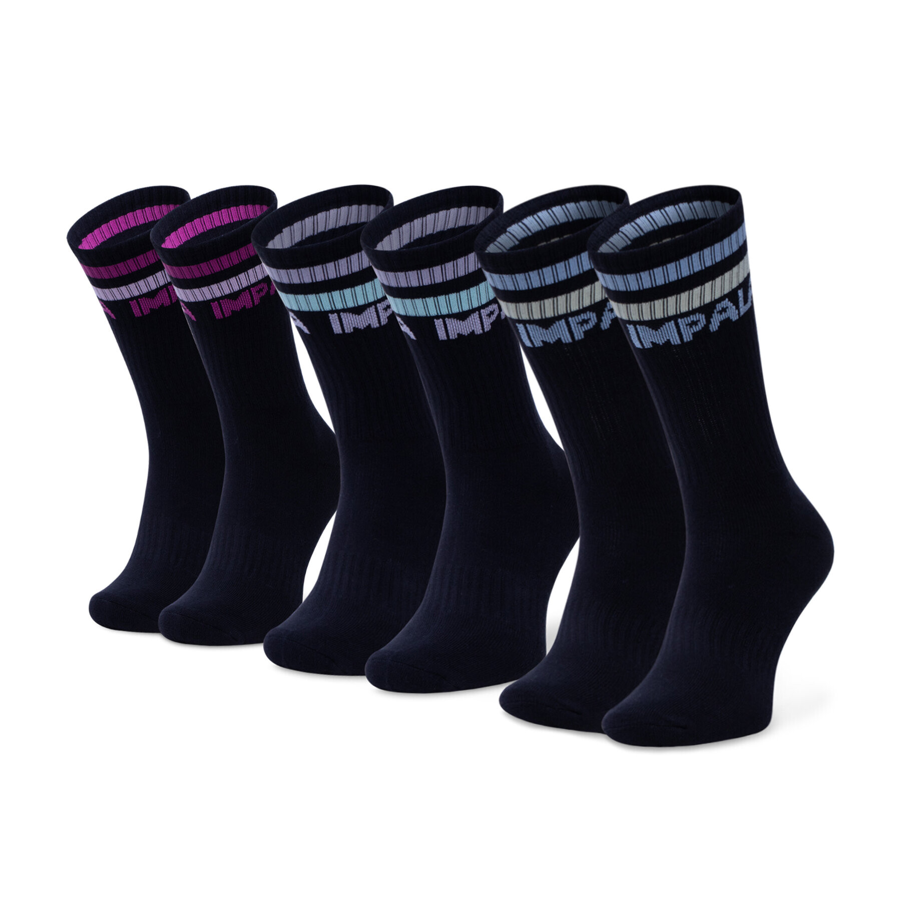Impala Комплект 3 чифта дълги чорапи дамски Stripe Sock 3 Pack IM787000 Черен - Pepit.bg