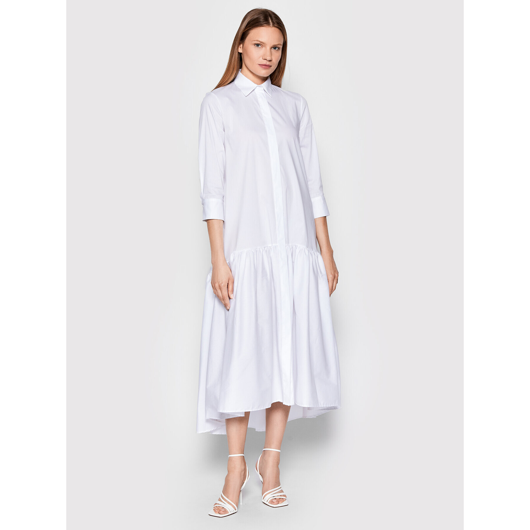 Imperial Рокля тип риза A9MYDAS Бял Relaxed Fit - Pepit.bg