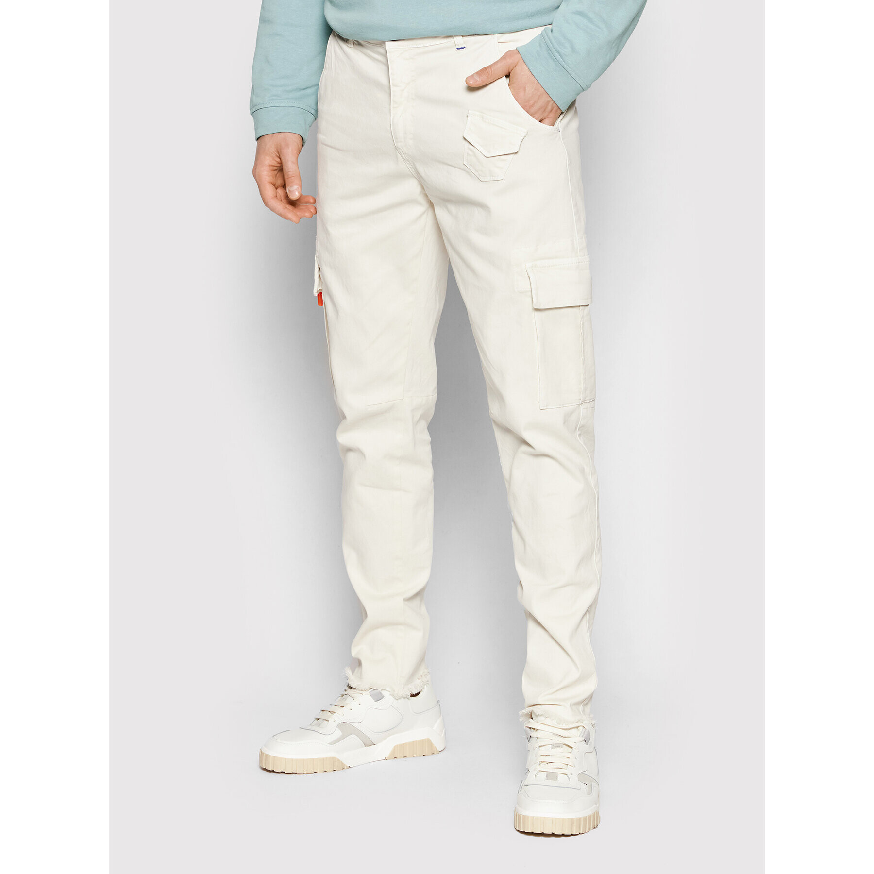 Imperial Текстилни панталони P640314600 Бял Regular Fit - Pepit.bg