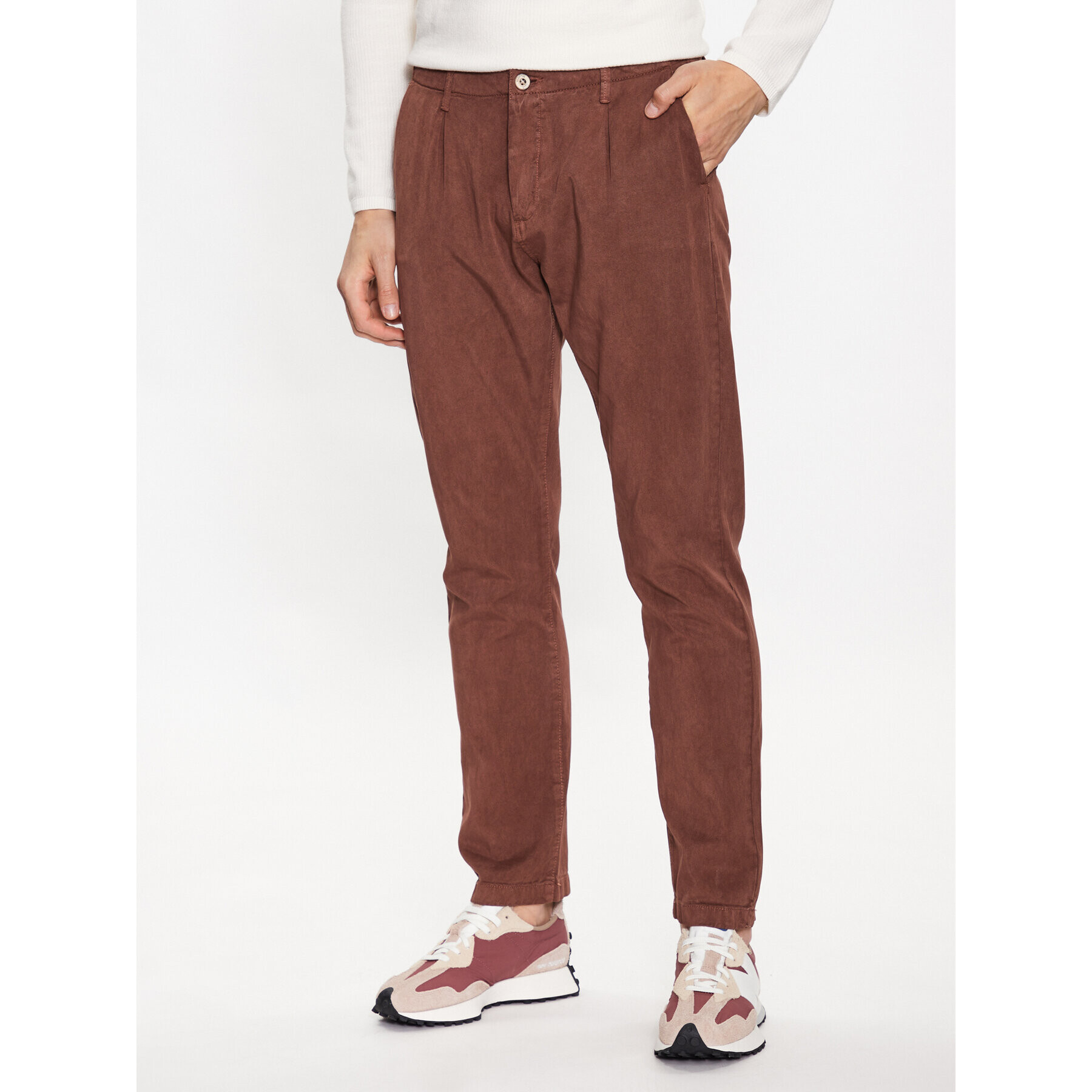 INDICODE Текстилни панталони Ville 60-291 Кафяв Regular Fit - Pepit.bg