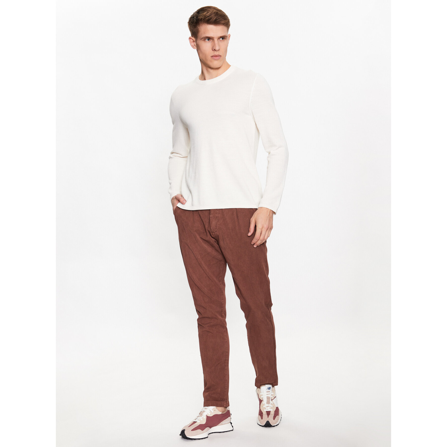 INDICODE Текстилни панталони Ville 60-291 Кафяв Regular Fit - Pepit.bg