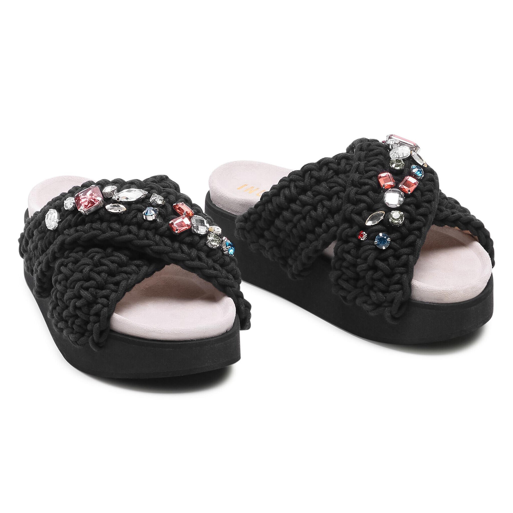 Inuikii Чехли Woven Stones Platform 70103-006 Черен - Pepit.bg